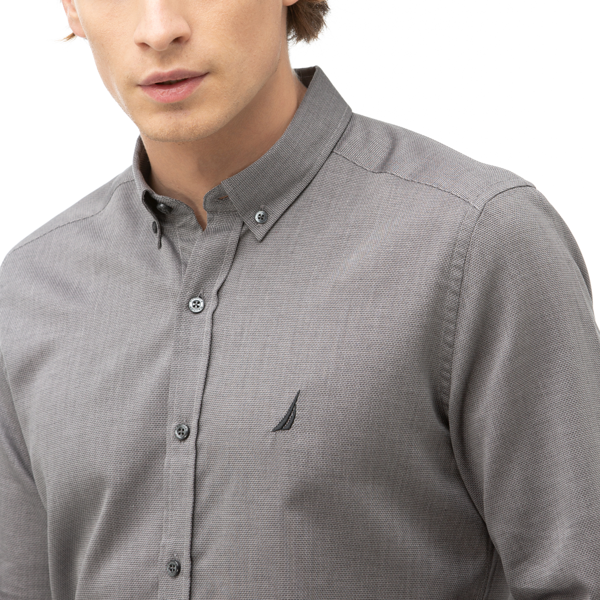 NAUTICA Erkek Gri Slim Fit Gömlek