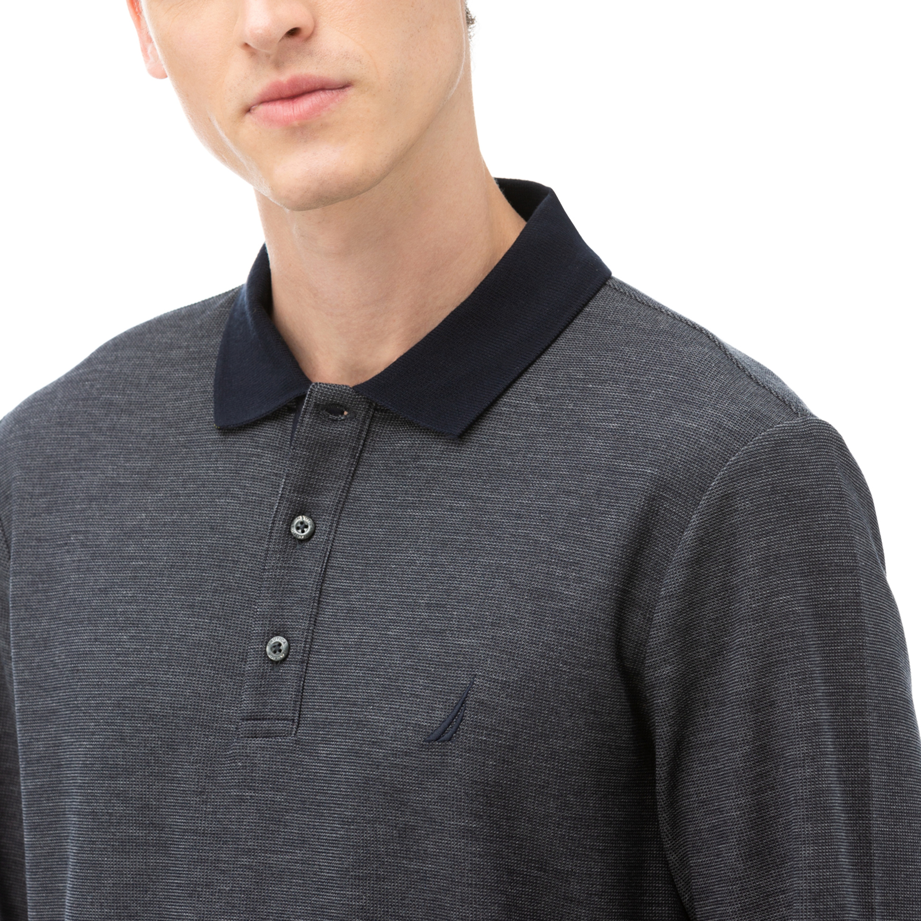 NAUTICA Erkek Lacivert Classic Fit Uzun Kollu Polo