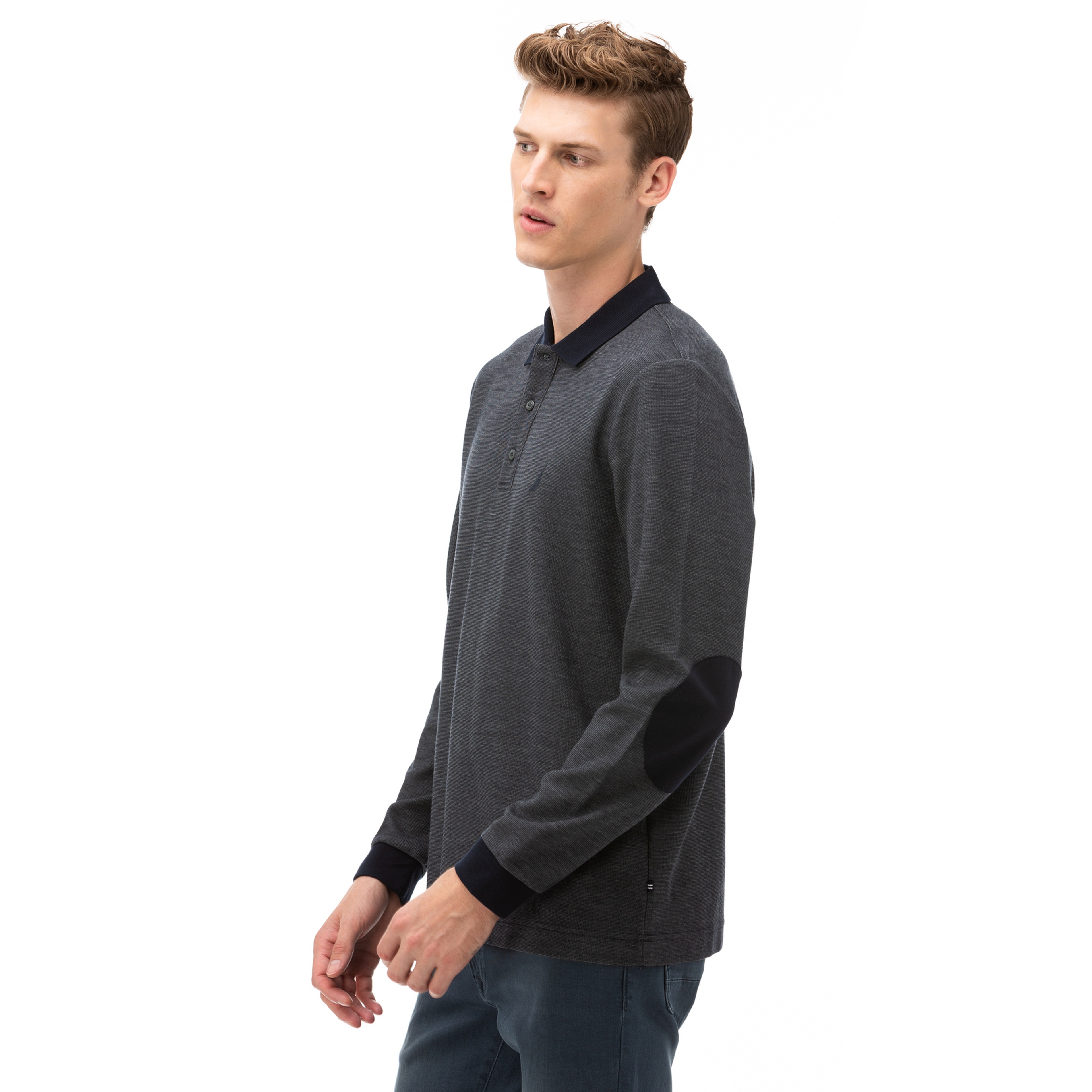 NAUTICA Erkek Lacivert Classic Fit Uzun Kollu Polo