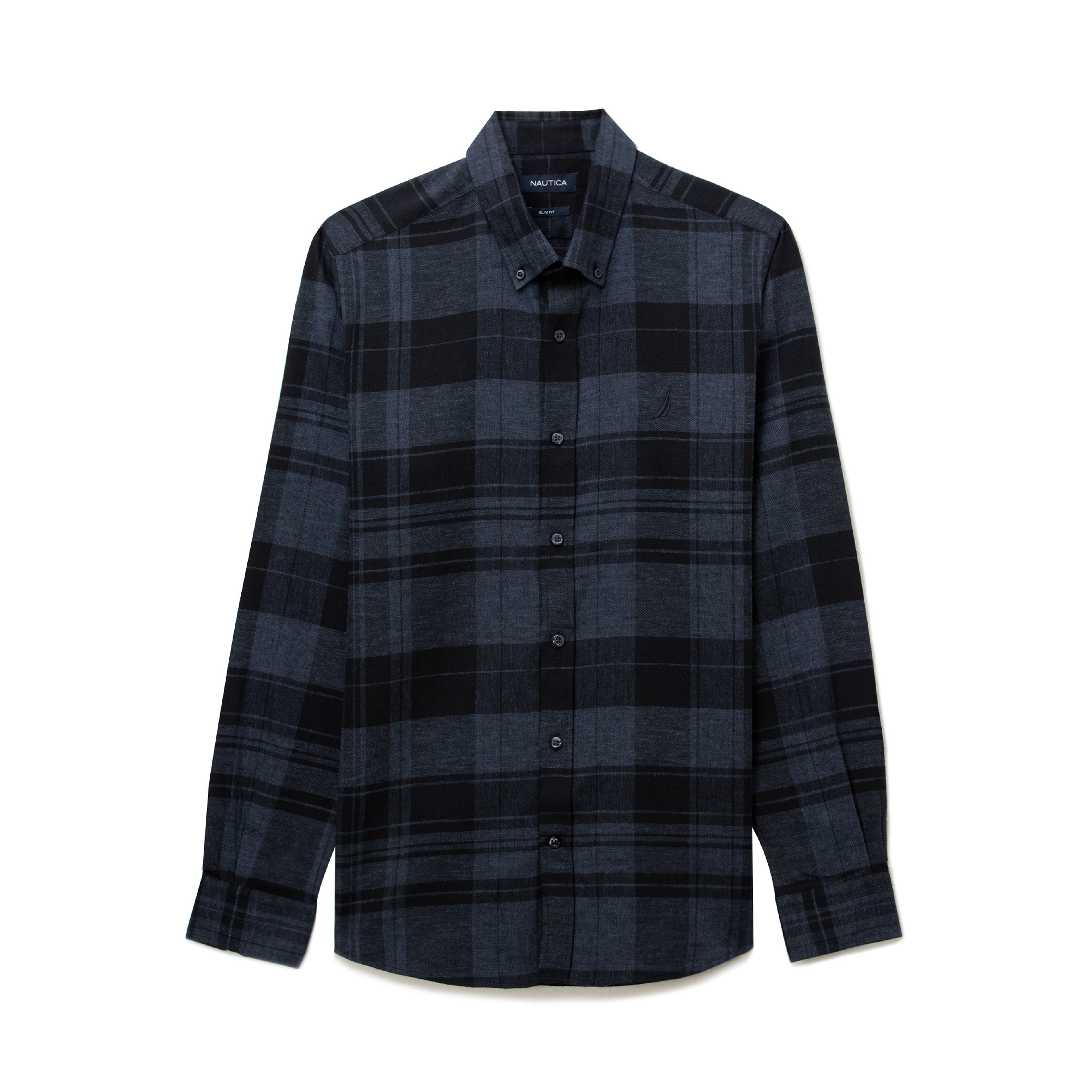 NAUTICA Erkek Lacivert Slim Fit Kareli Gömlek