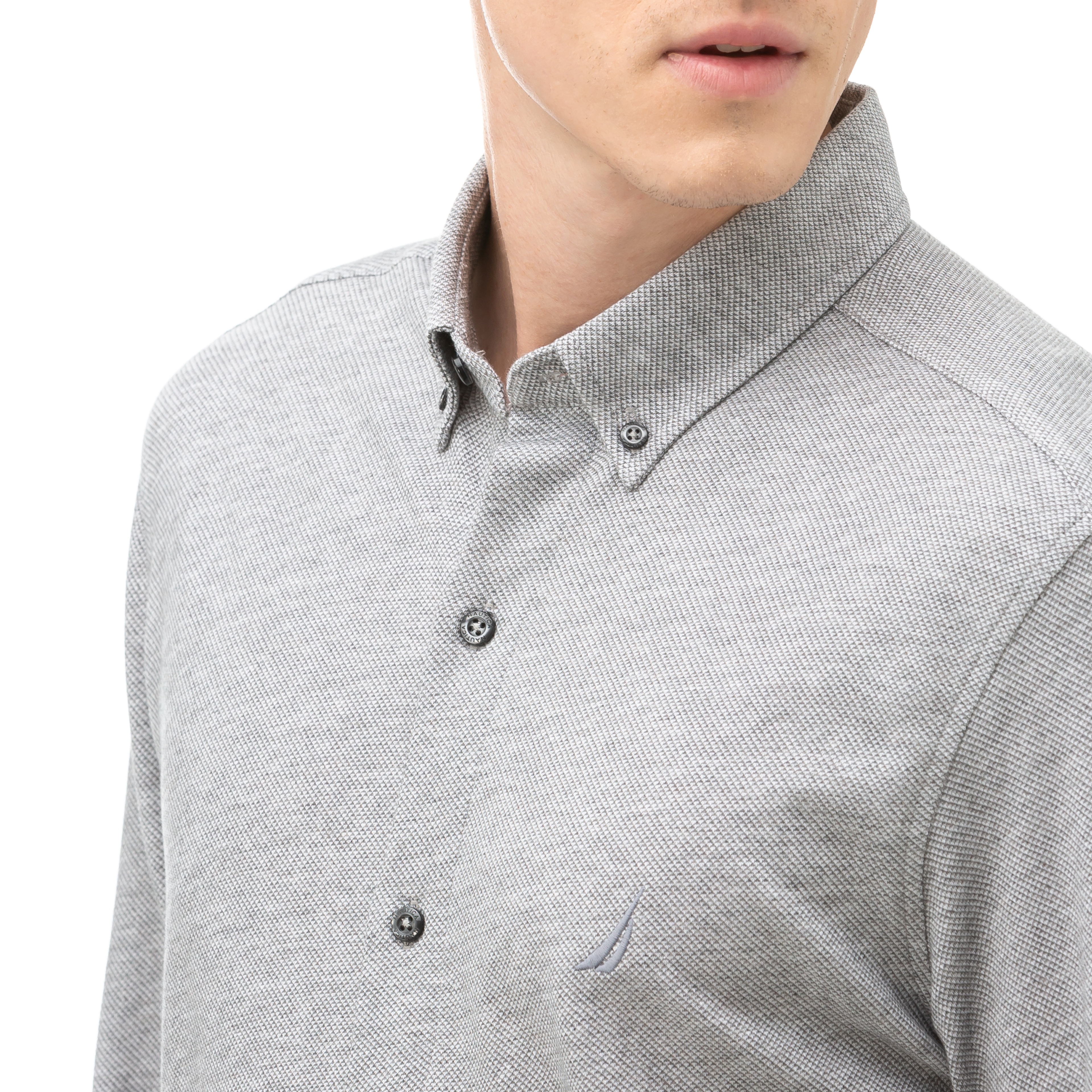 NAUTICA Erkek Gri Slim Fit Gömlek
