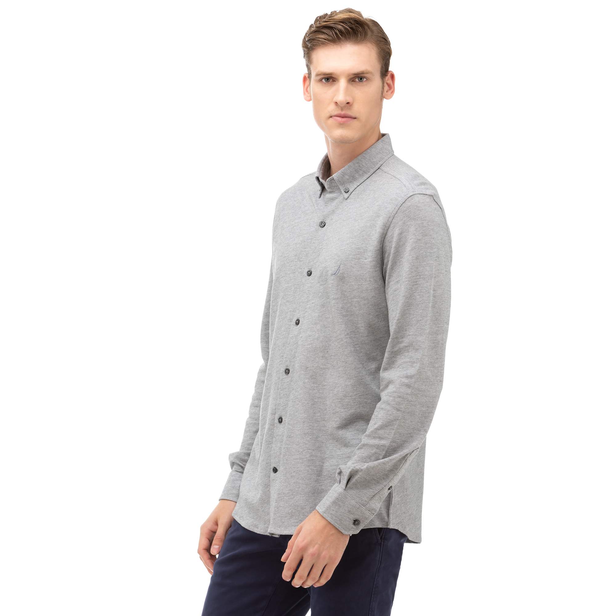 NAUTICA Erkek Gri Slim Fit Gömlek