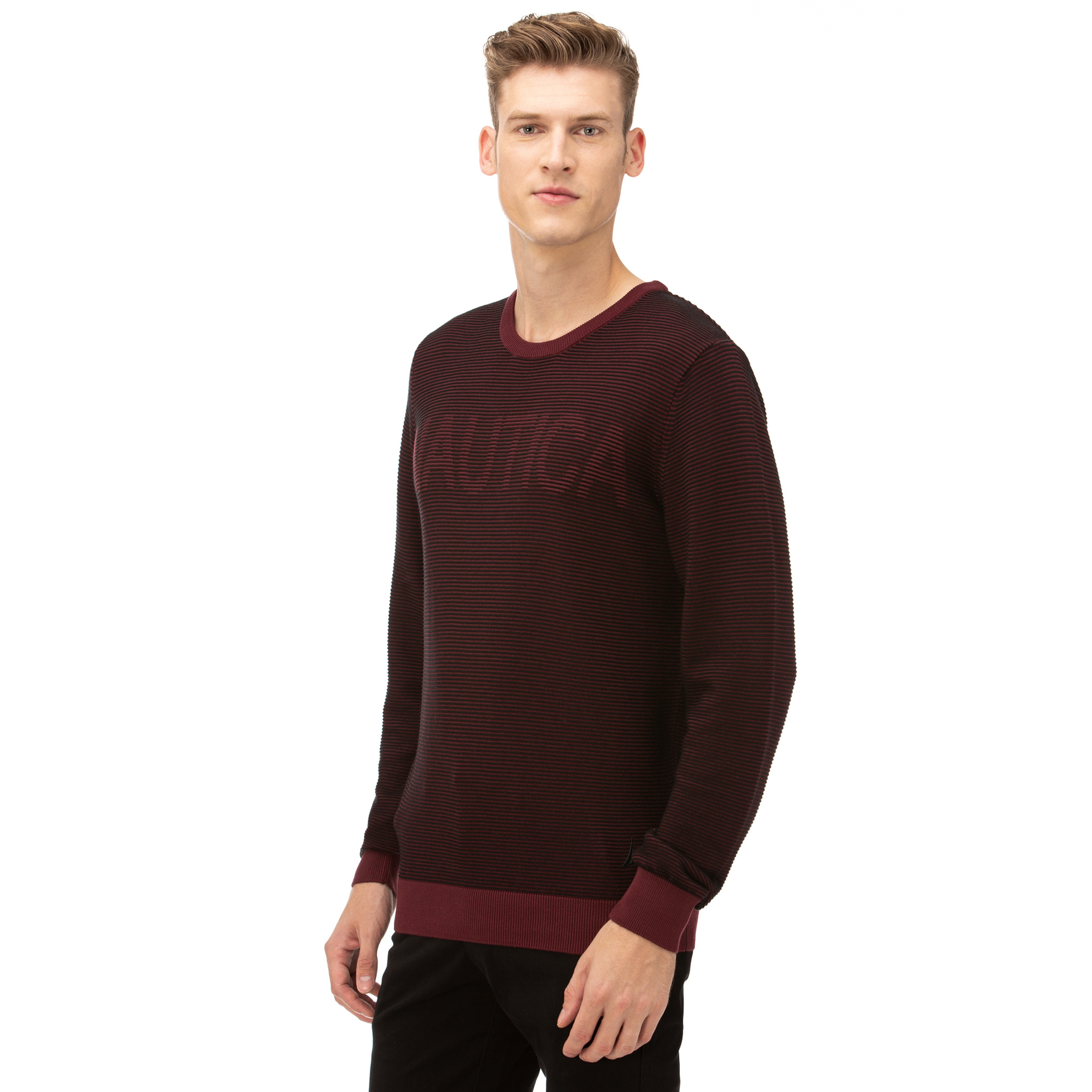 NAUTICA Erkek Bordo Çizgili Triko