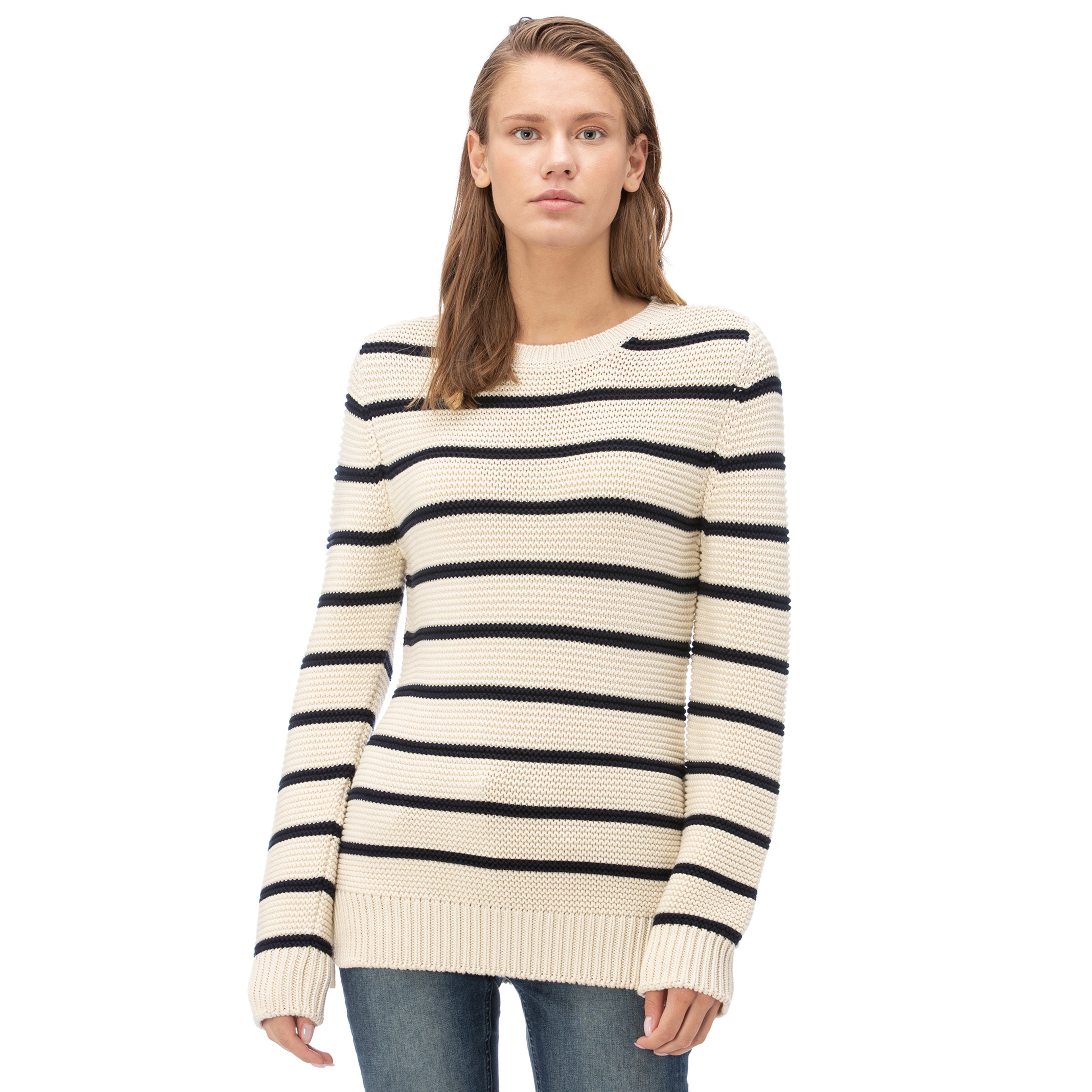NAUTICA Kadın Krem Çizgili Triko