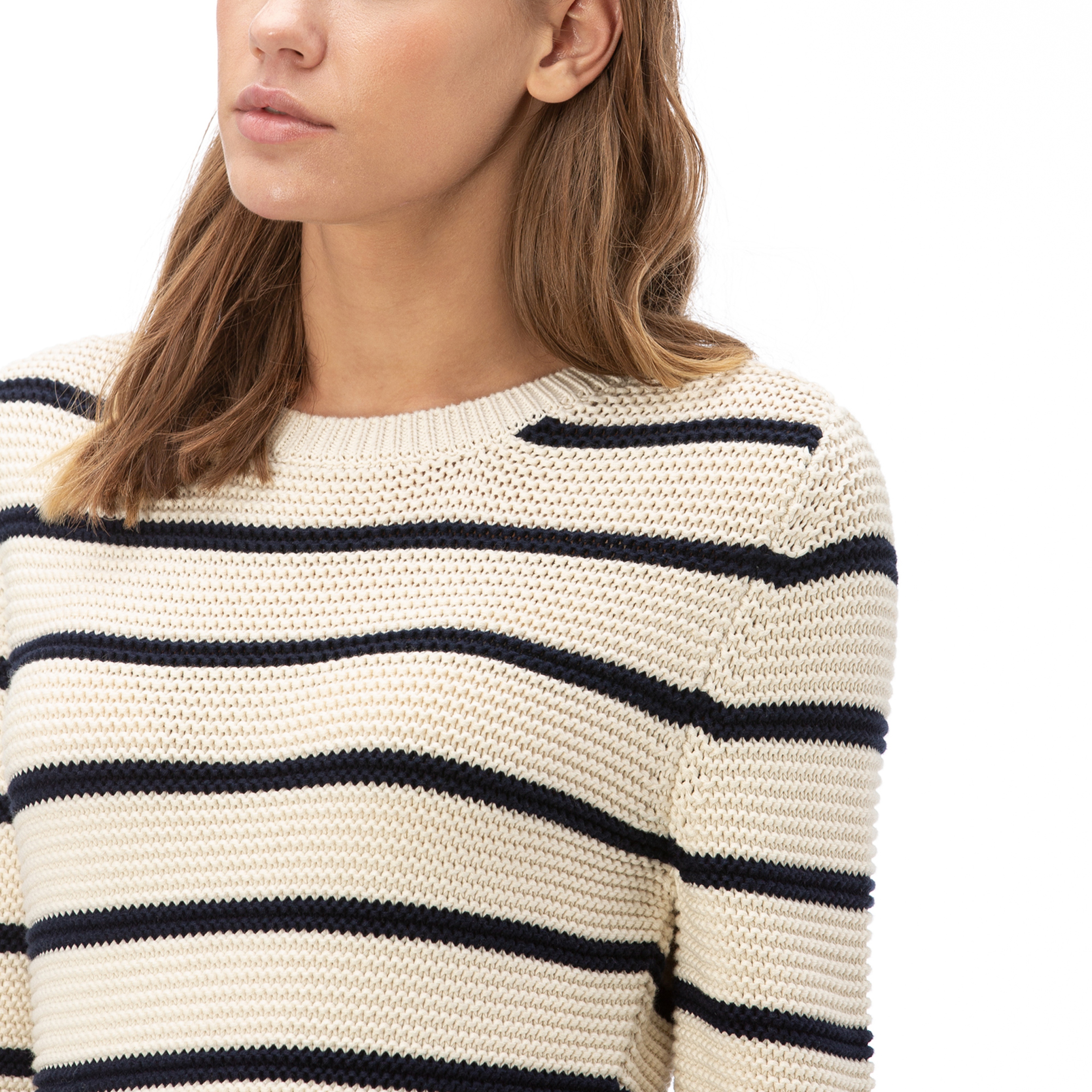 NAUTICA Kadın Krem Çizgili Triko