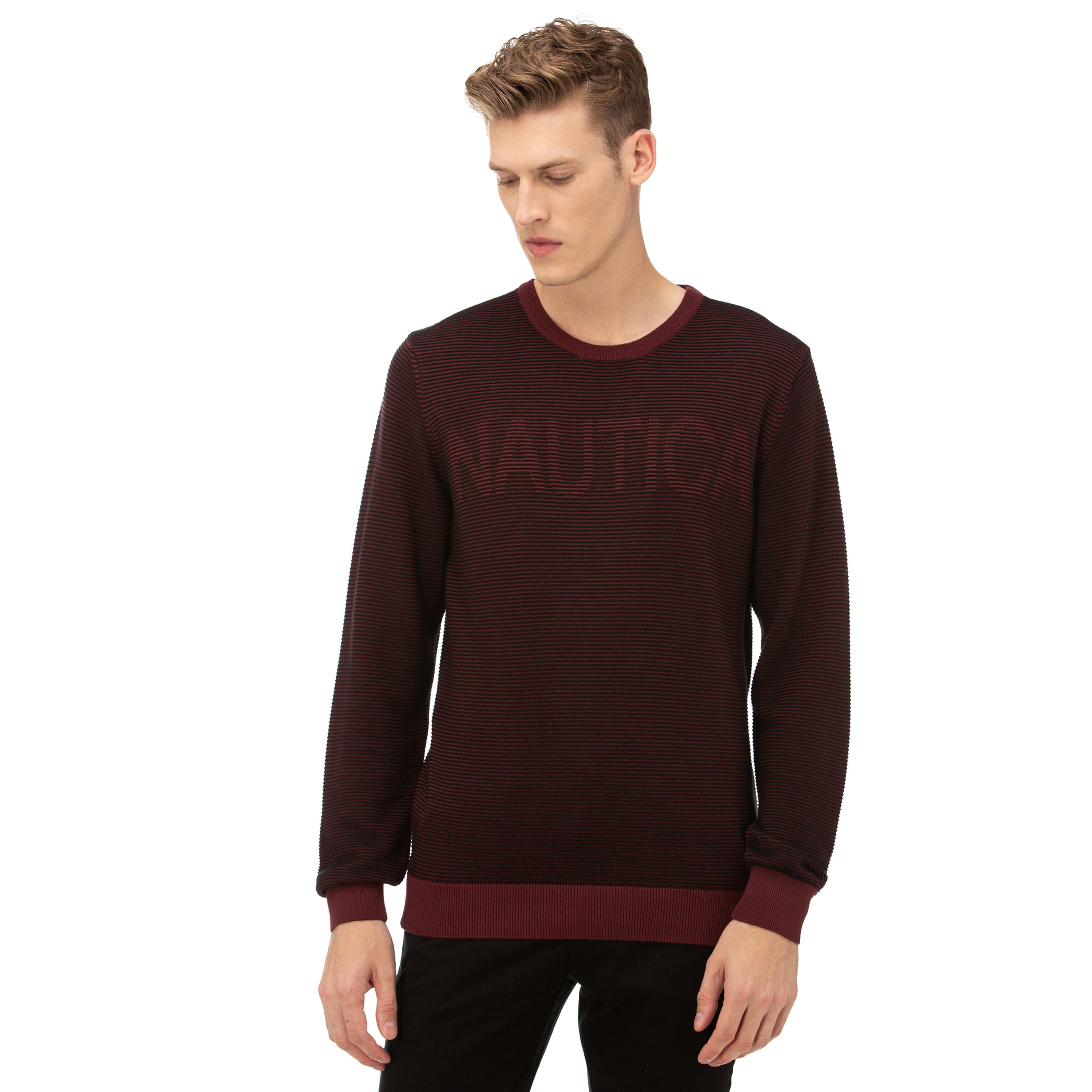 NAUTICA Erkek Bordo Çizgili Triko