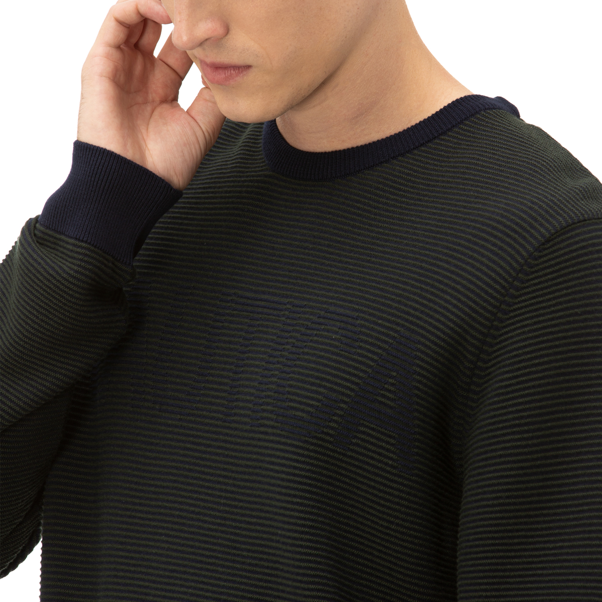 NAUTICA Erkek Yeşil Çizgili Triko