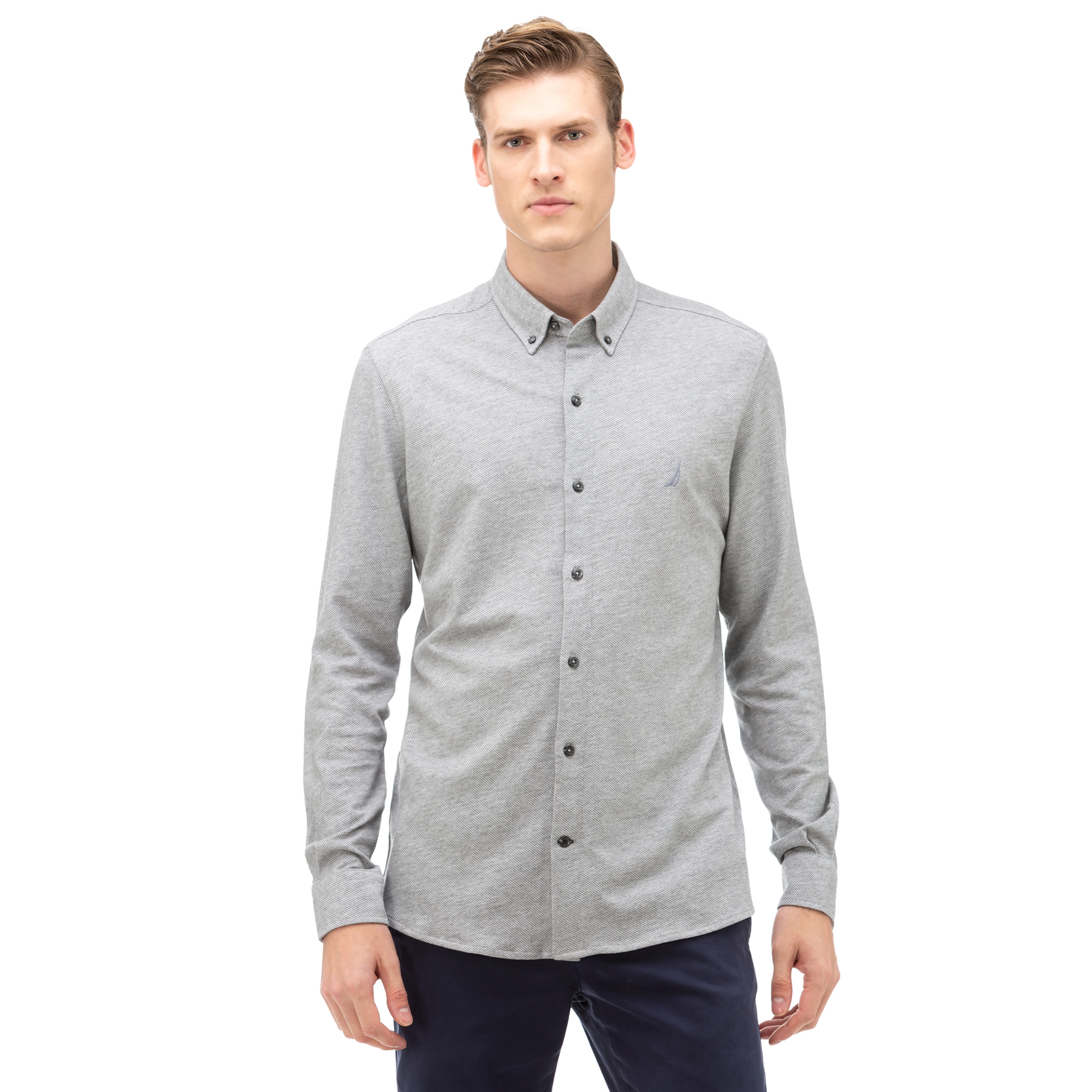 NAUTICA Erkek Gri Slim Fit Gömlek