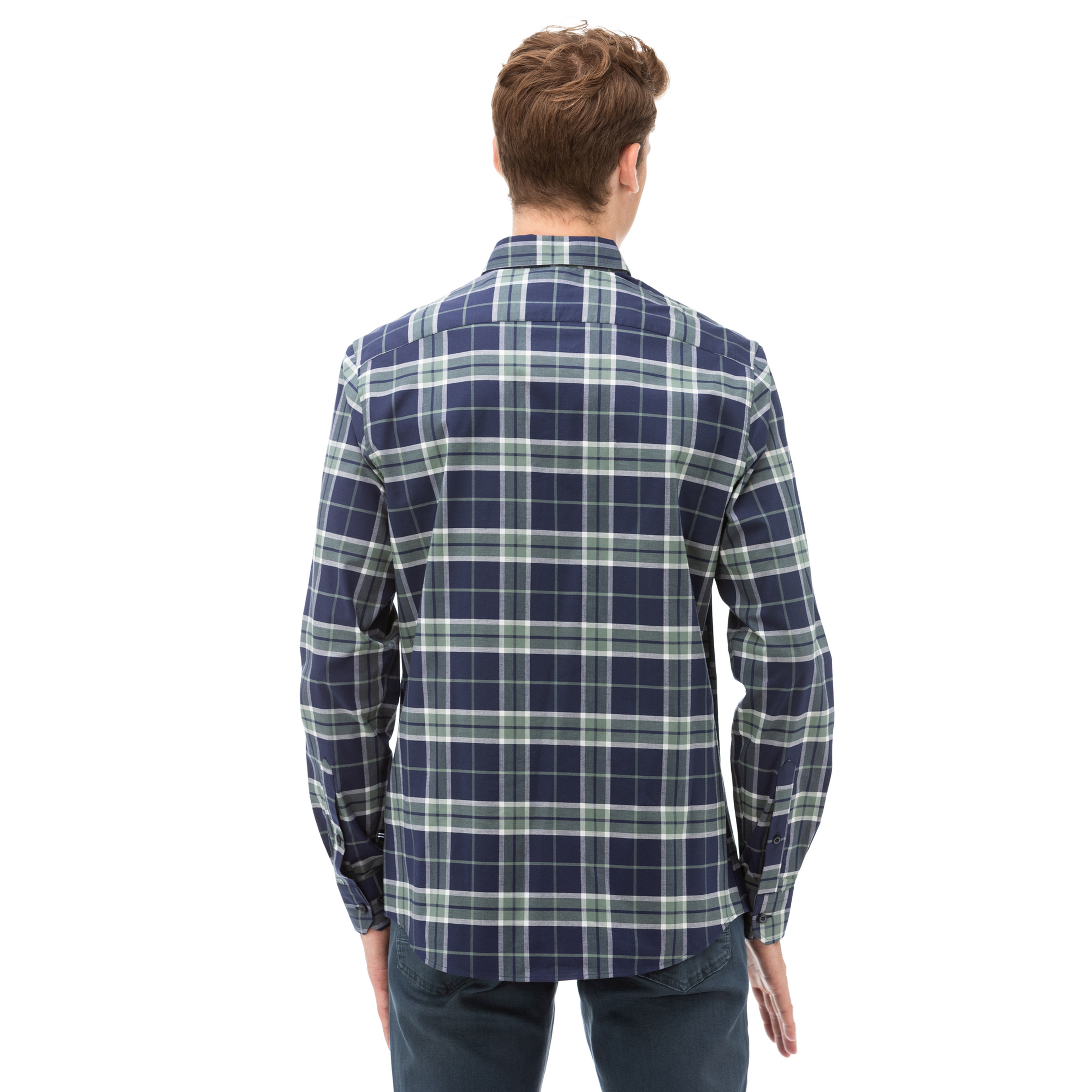 NAUTICA Erkek Yeşil Slim Fit Kareli Gömlek