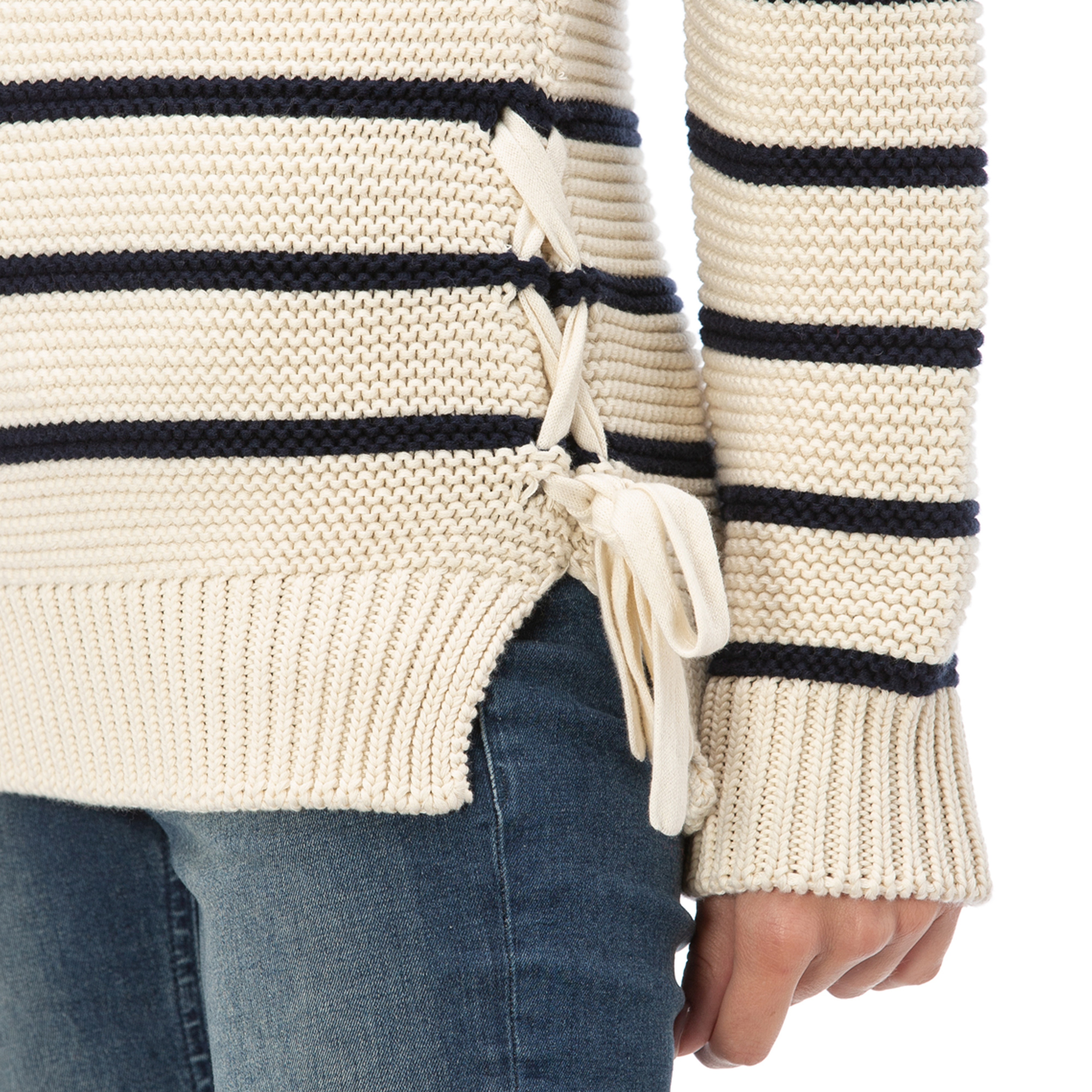 NAUTICA Kadın Krem Çizgili Triko