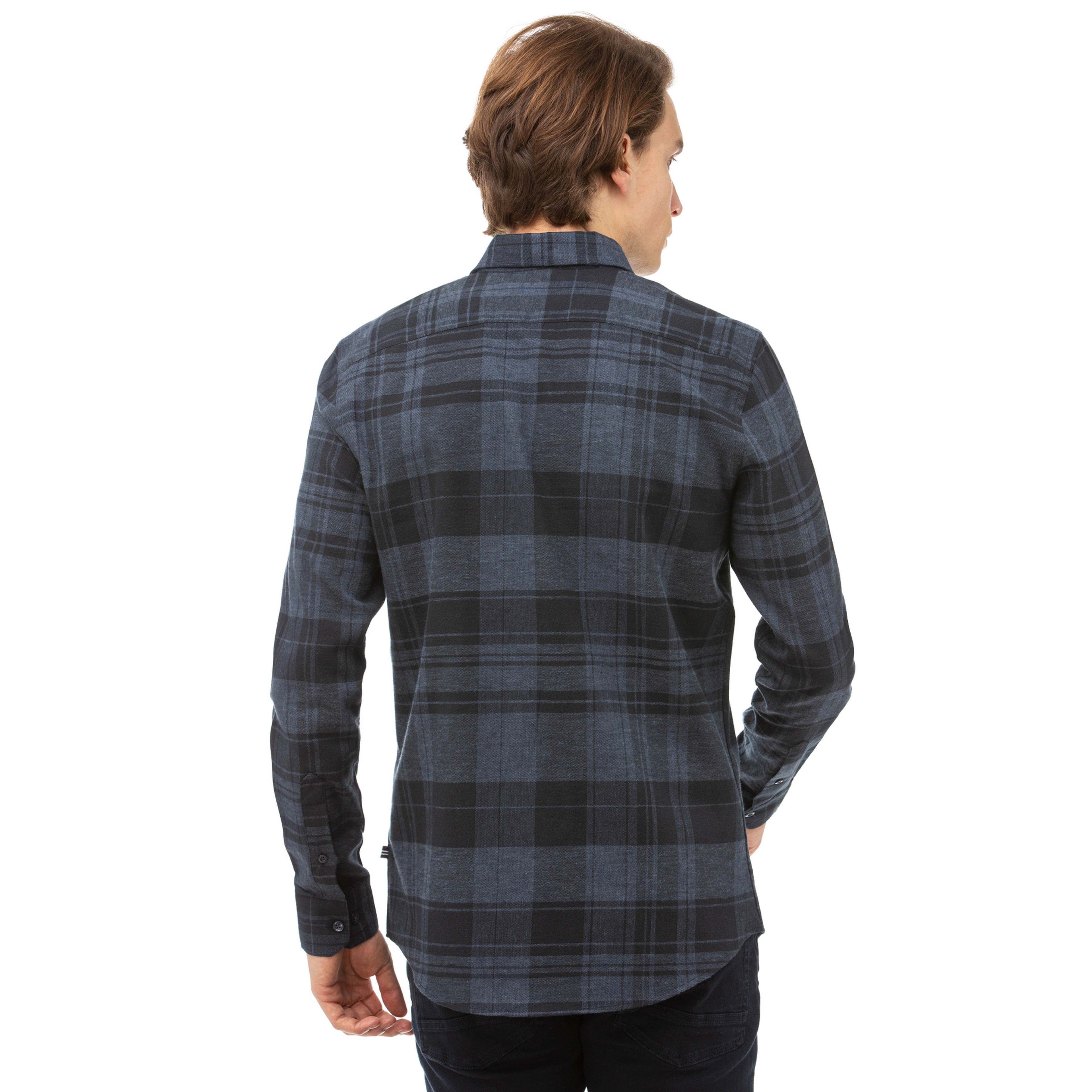 NAUTICA Erkek Lacivert Slim Fit Kareli Gömlek