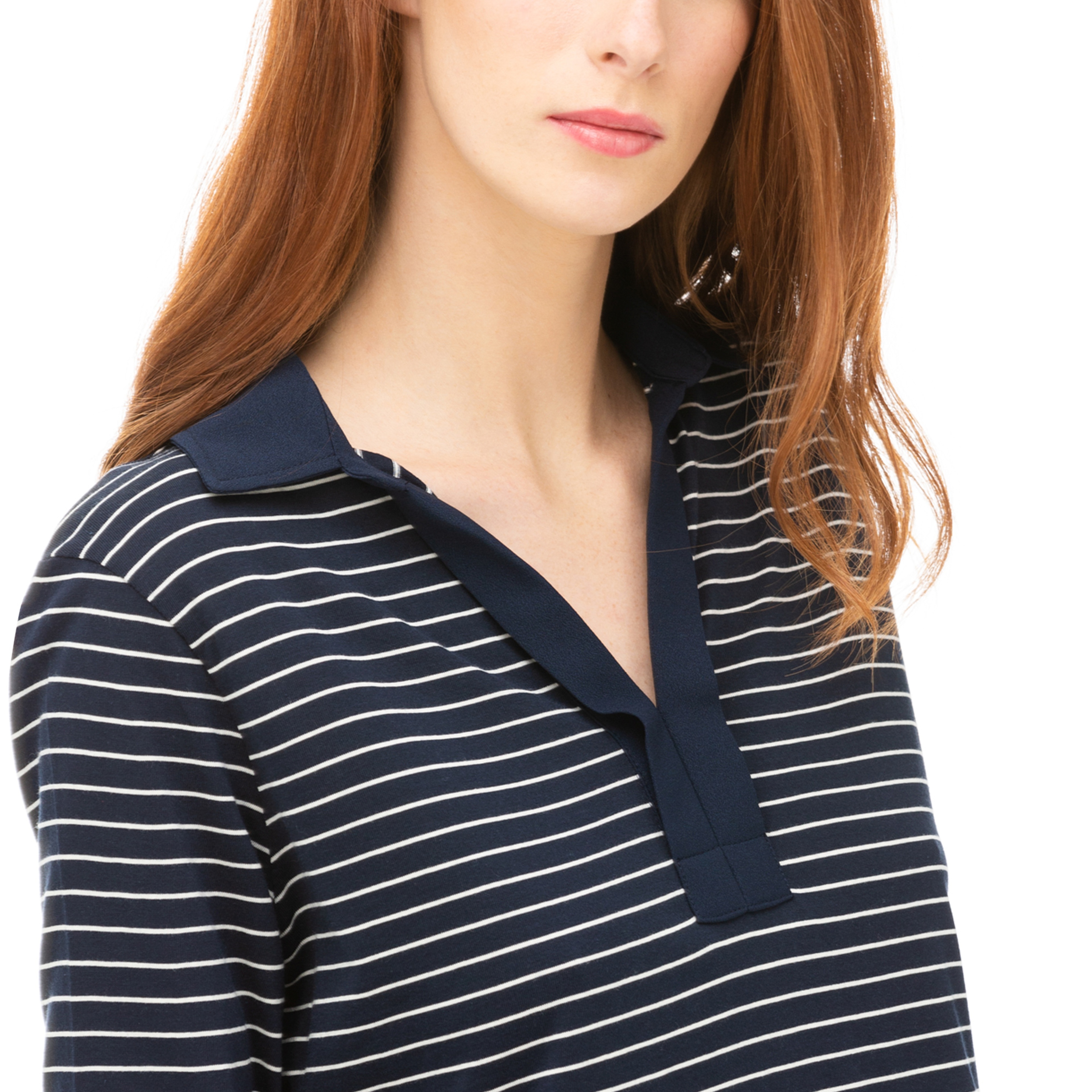 NAUTICA Kadın Lacivert Standart Fit Çizgili T-Shirt