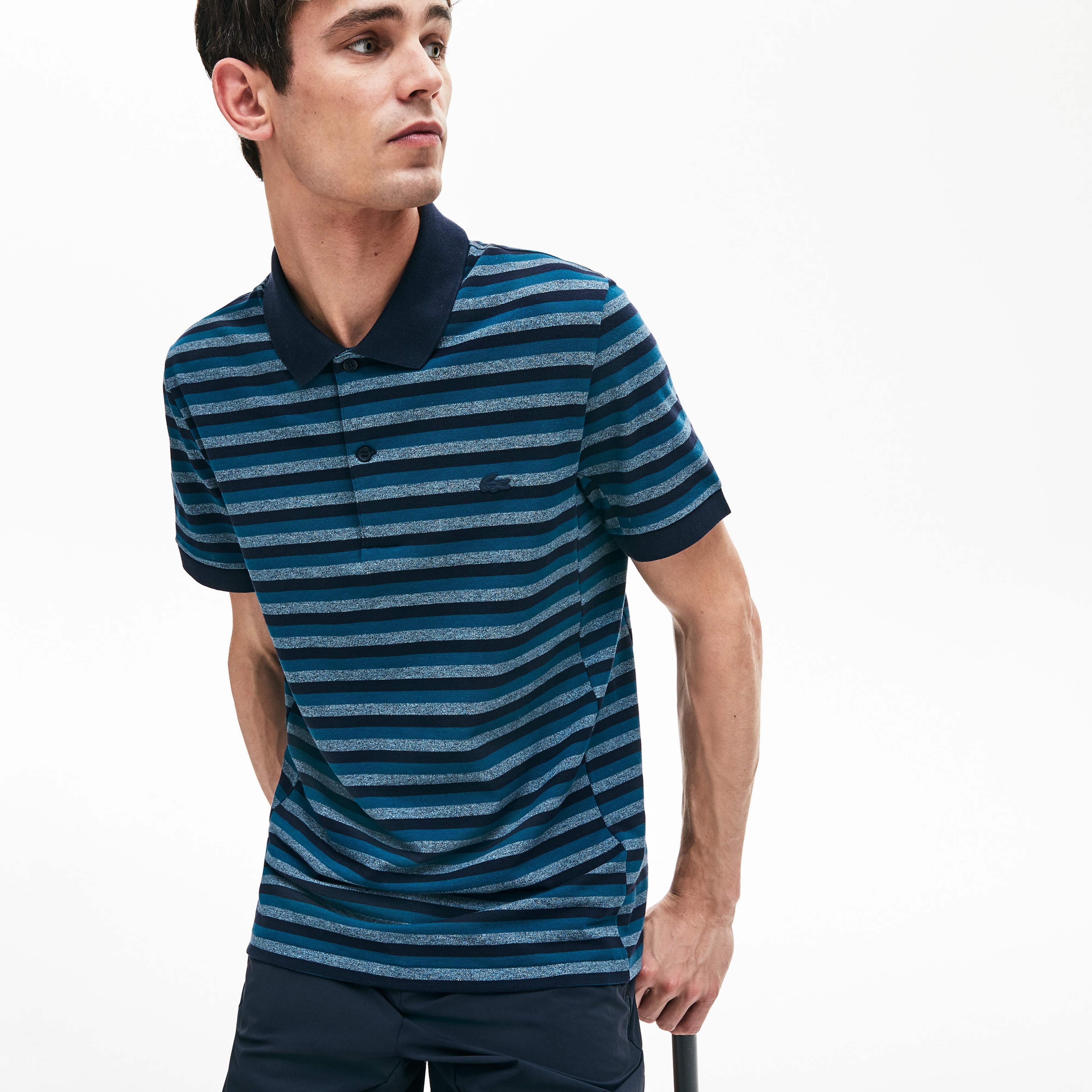 Lacoste Motion Erkek Regular Fit Çizgili Lacivert Polo