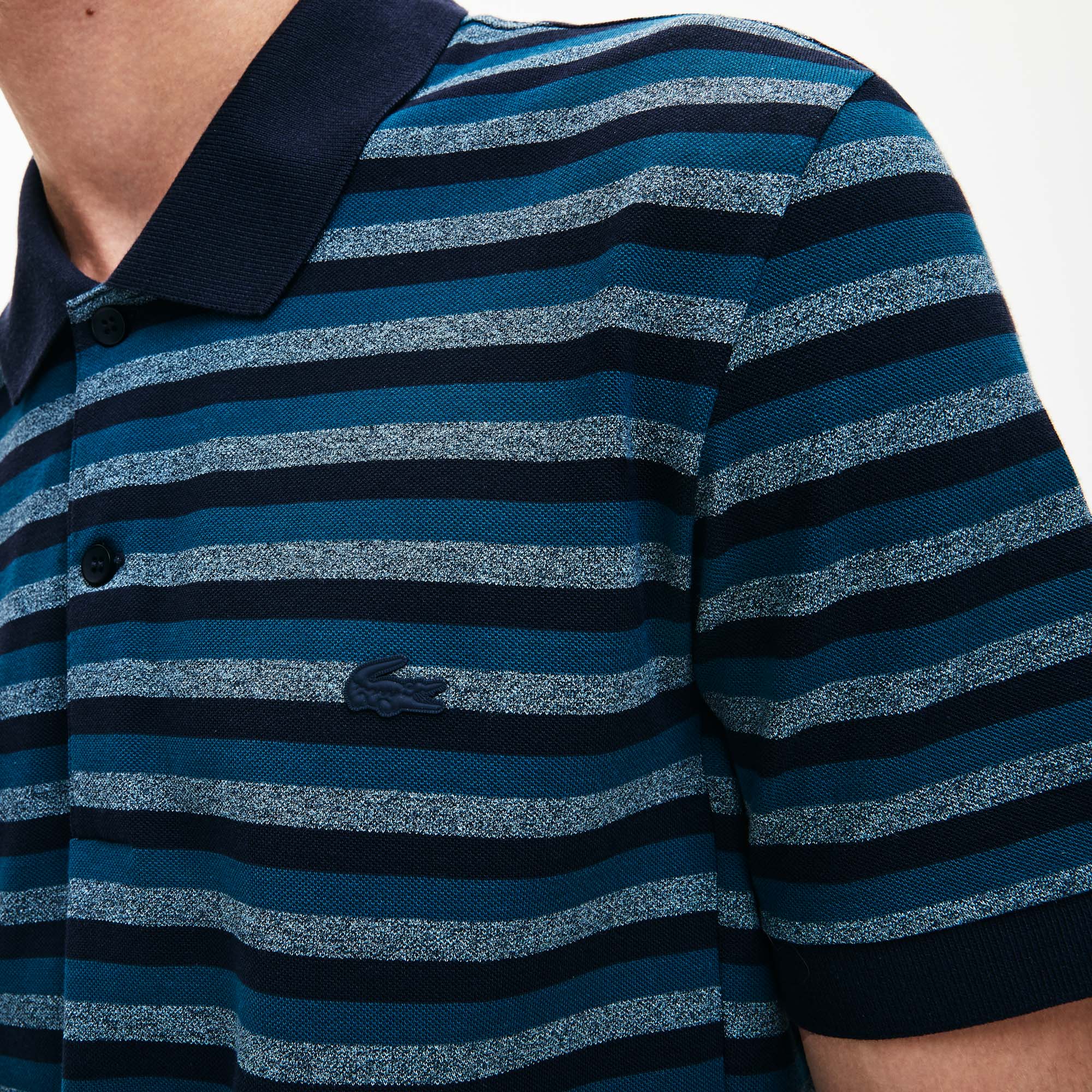 Lacoste Motion Erkek Regular Fit Çizgili Lacivert Polo