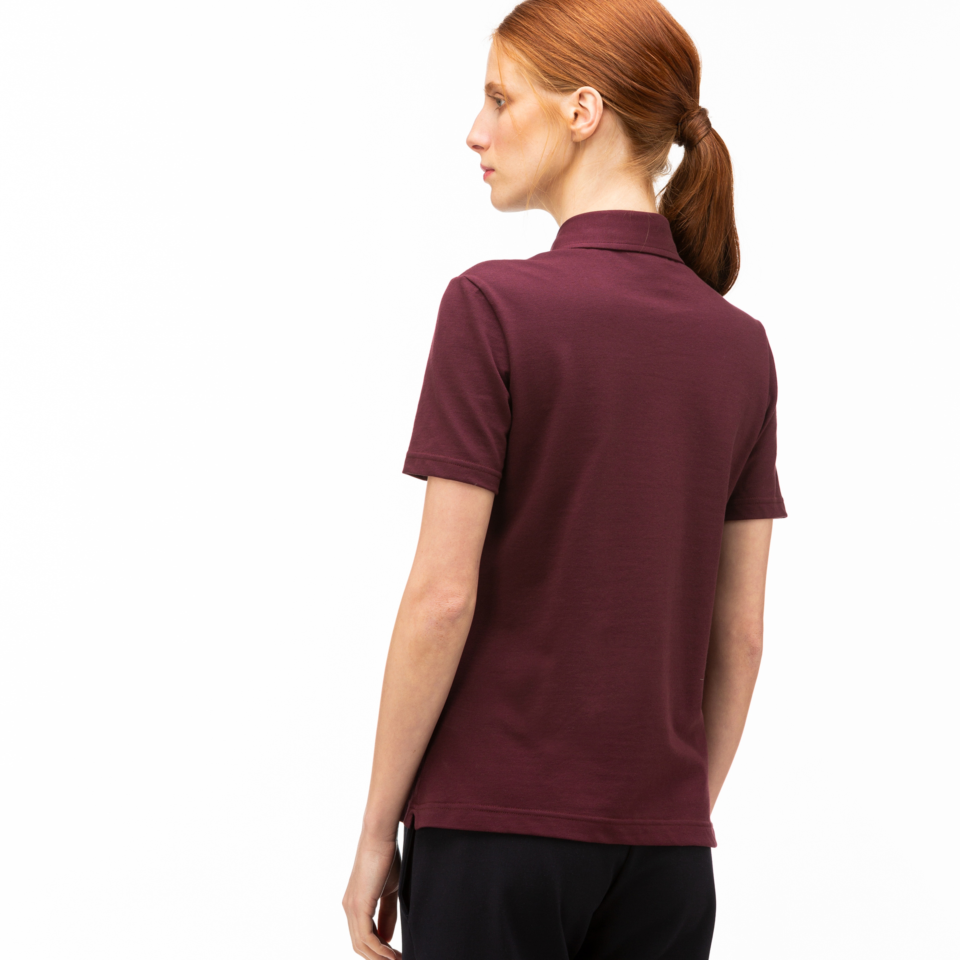Lacoste L!VE Kadın Slim Fit Nakış Detaylı Bordo Polo