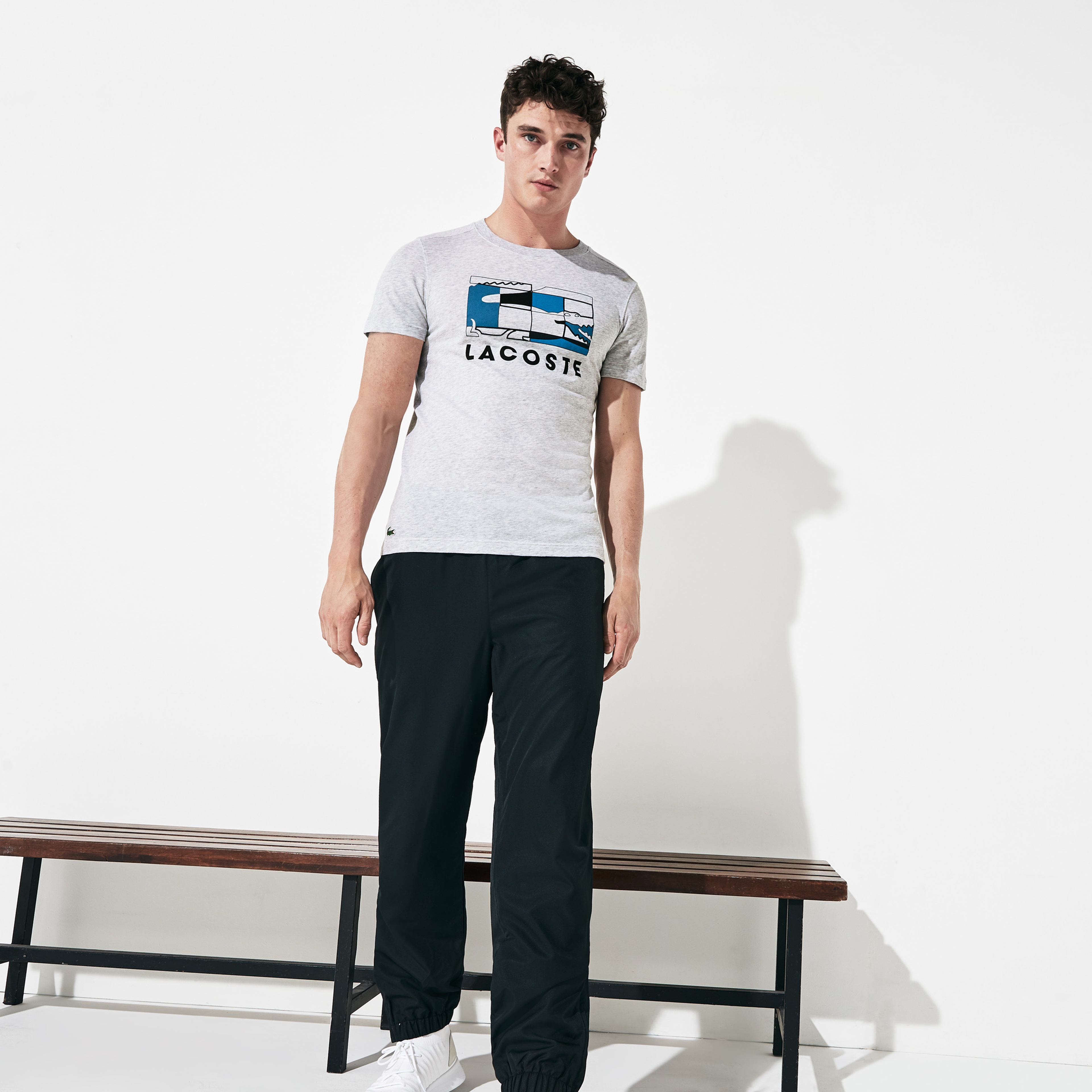 Lacoste Sport Erkek Lacoste Baskılı Gri T-Shirt