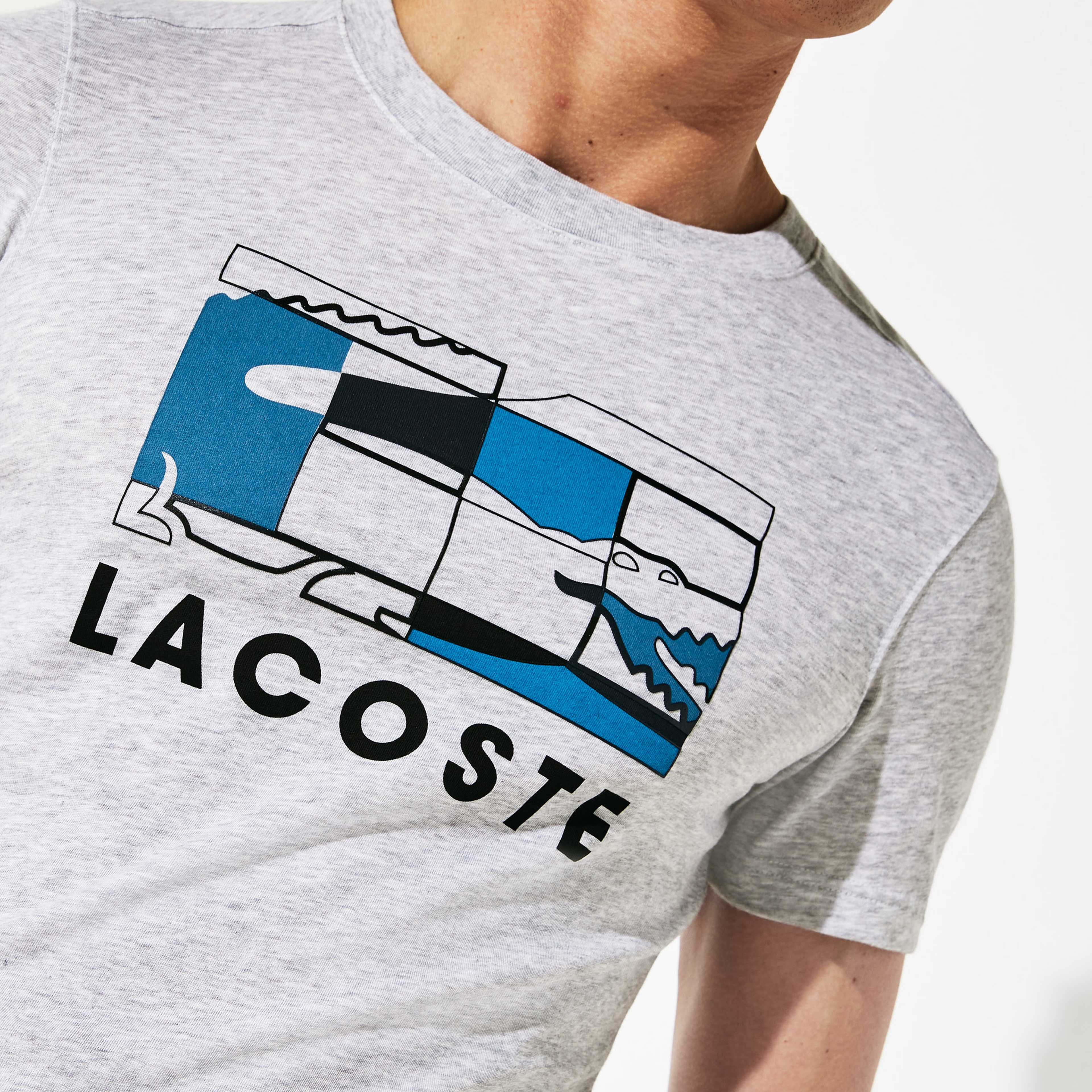 Lacoste Sport Erkek Lacoste Baskılı Gri T-Shirt