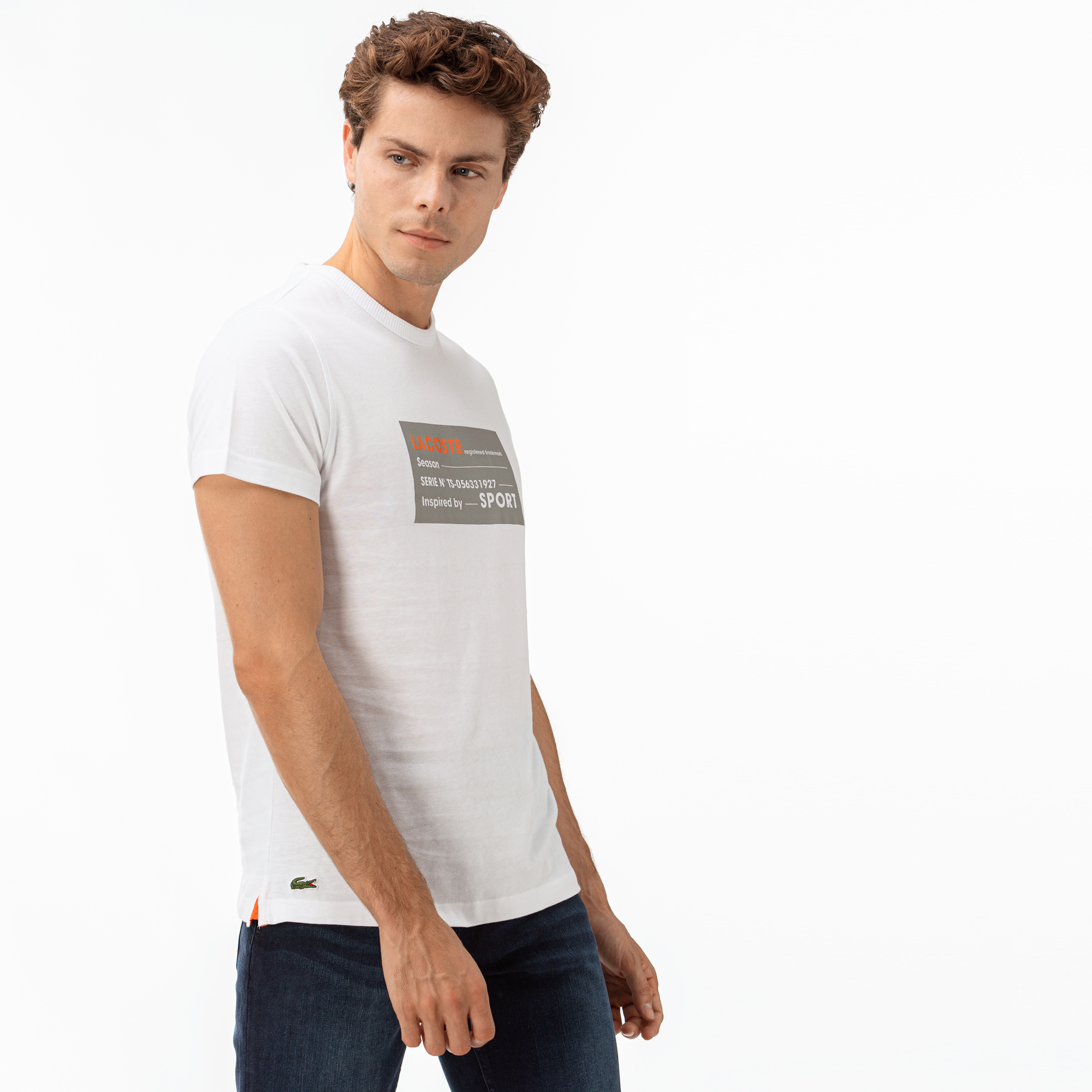 Lacoste Sport Erkek Lacoste Baskılı Beyaz T-Shirt