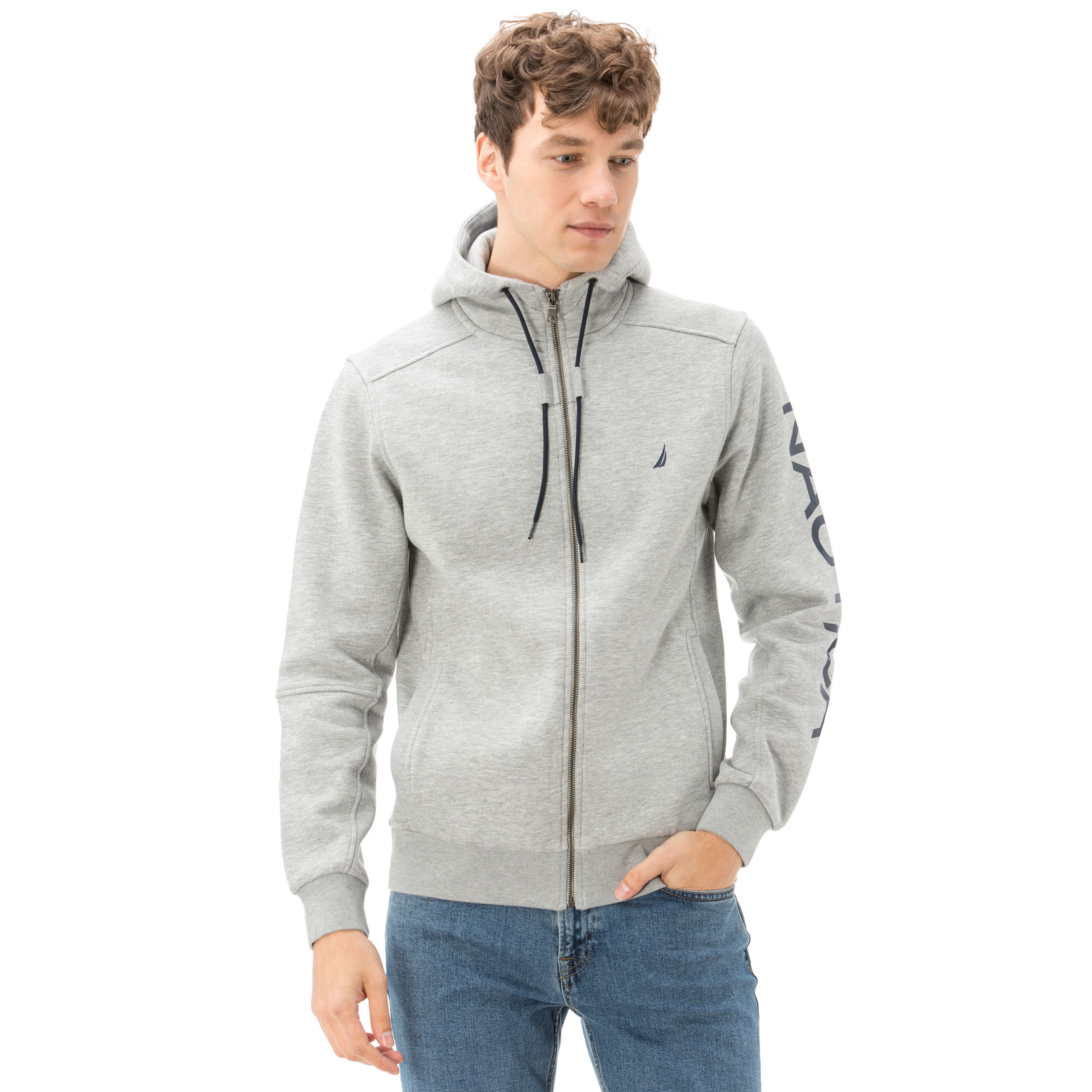 Nautica Uzun Kollu Düz Gri Erkek Sweatshirt