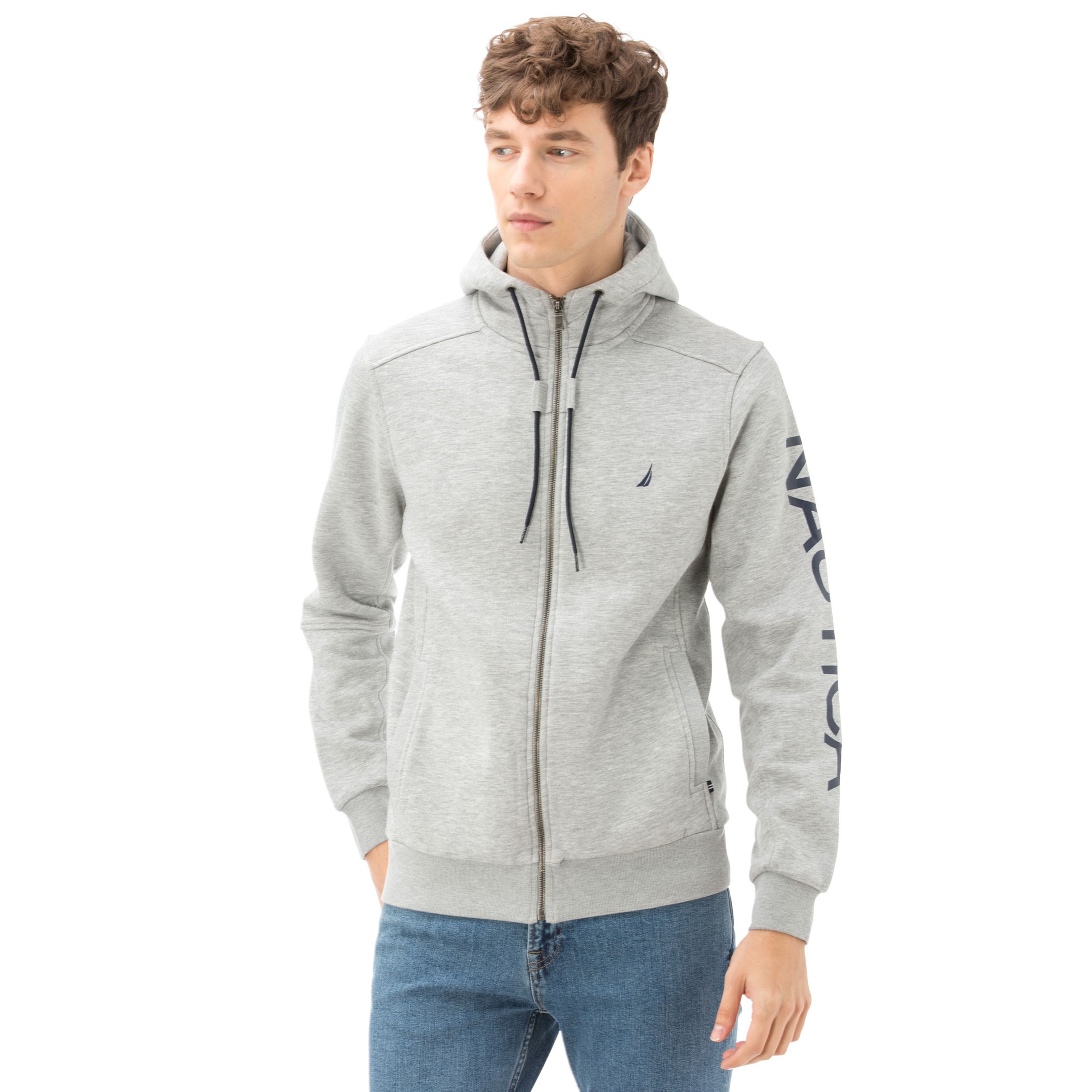 Nautica Uzun Kollu Düz Gri Erkek Sweatshirt