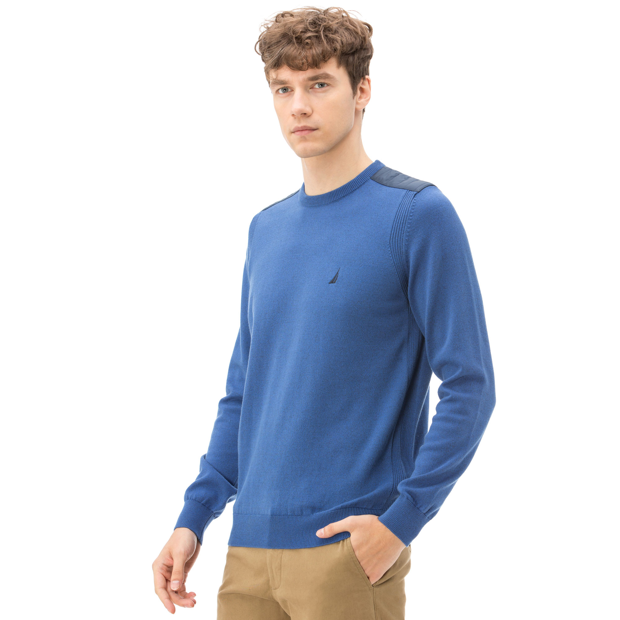 NAUTICA ERKEK CLASSIC FIT BİSİKLET YAKA MAVİ TRİKO