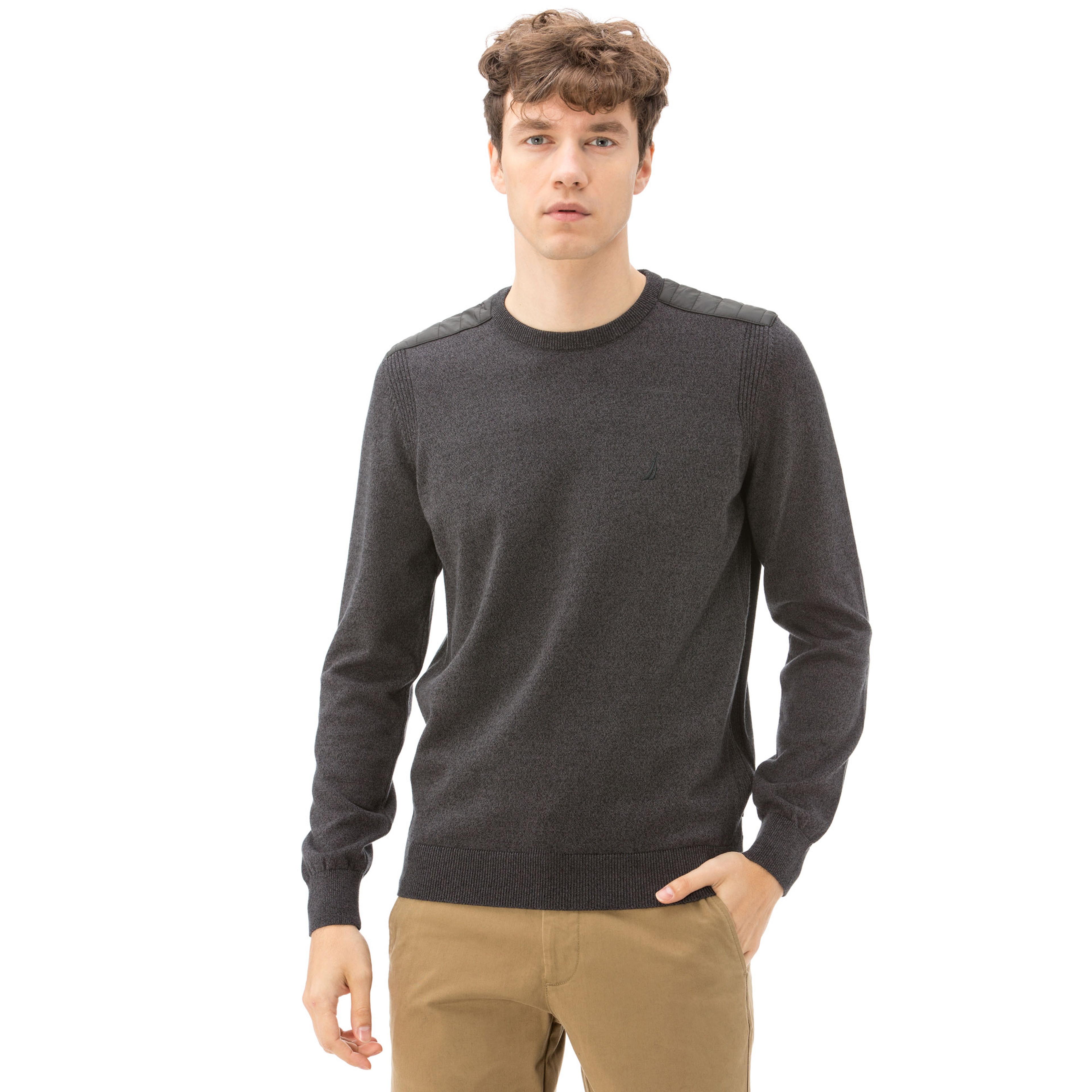 NAUTICA ERKEK CLASSIC FIT BİSİKLET YAKA GRİ TRİKO