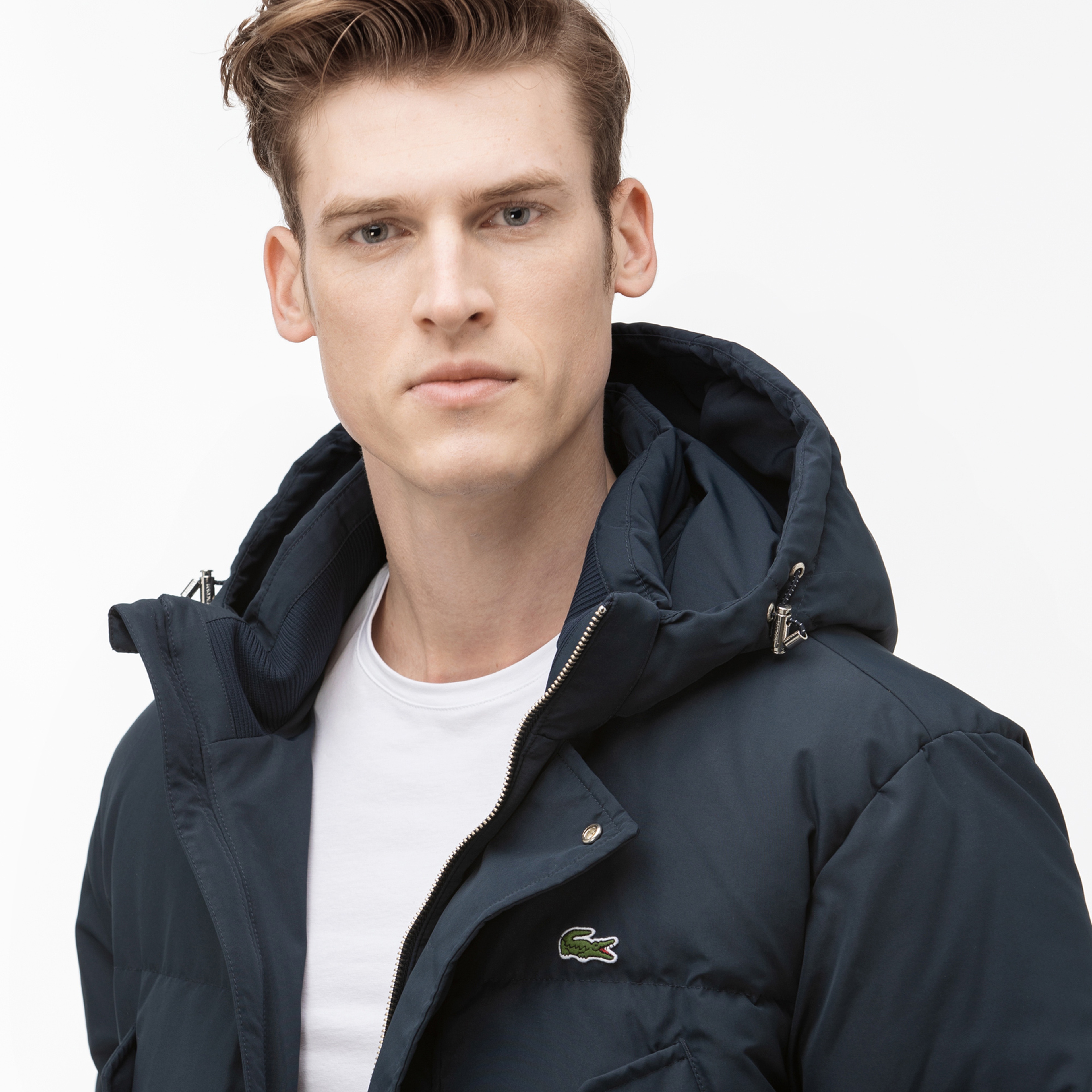 Lacoste Erkek Lacivert Çıkarılabilir Kapüşonlu Suya Dayanıklı Kapitone Mont