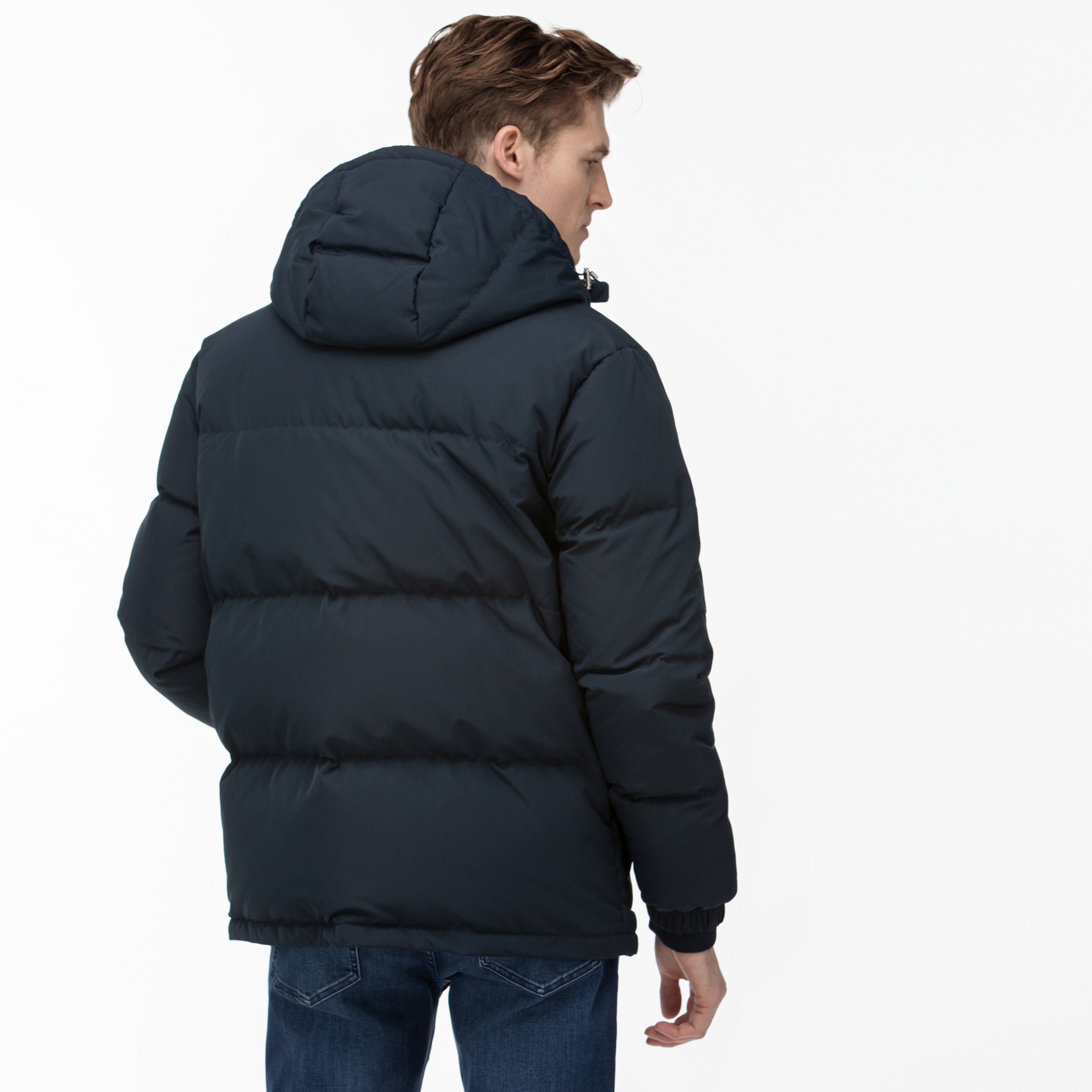 Lacoste Erkek Lacivert Çıkarılabilir Kapüşonlu Suya Dayanıklı Kapitone Mont