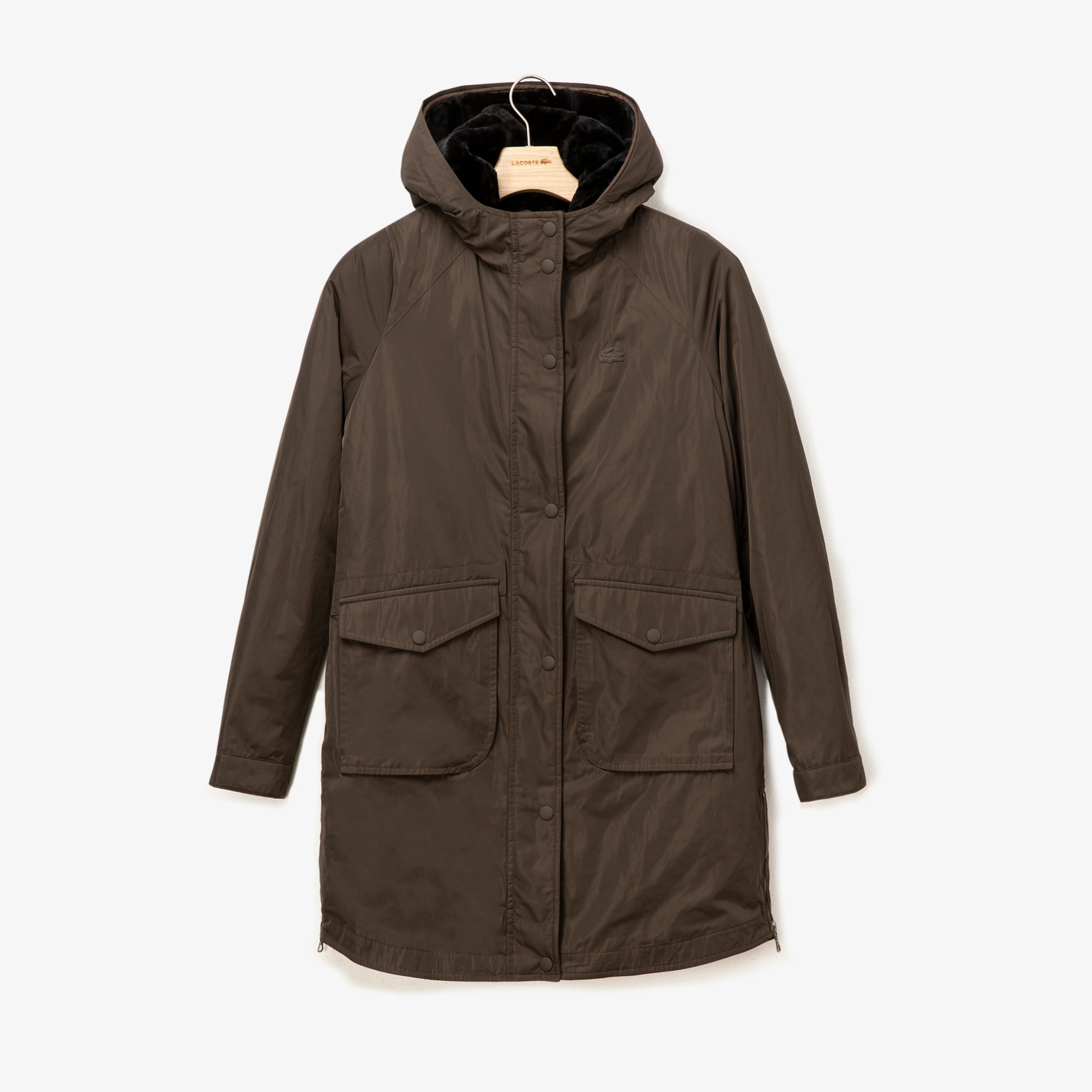 Lacoste Kadın Çift Kullanımlı Kürk Detaylı Kahverengi Mont