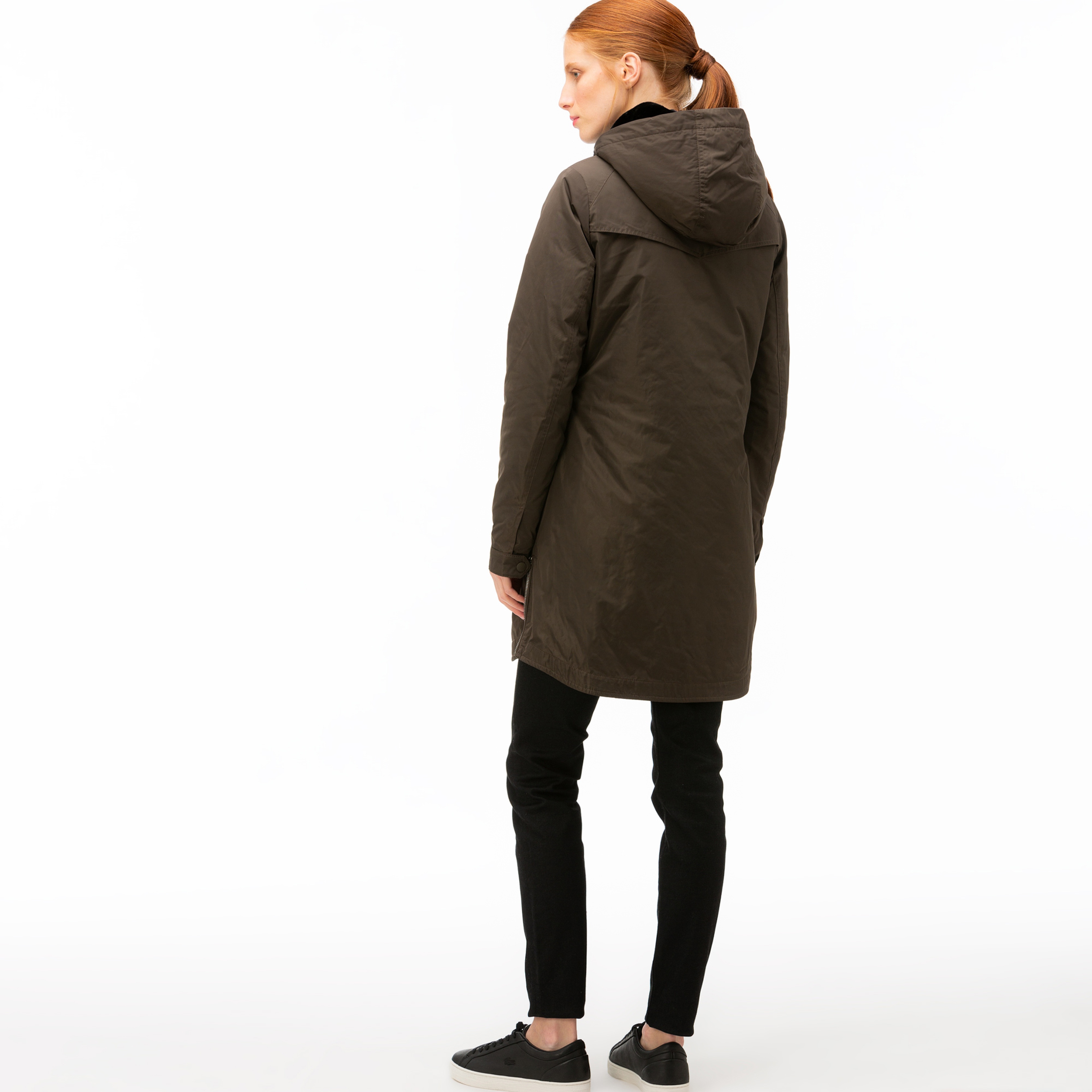 Lacoste Kadın Çift Kullanımlı Kürk Detaylı Kahverengi Mont