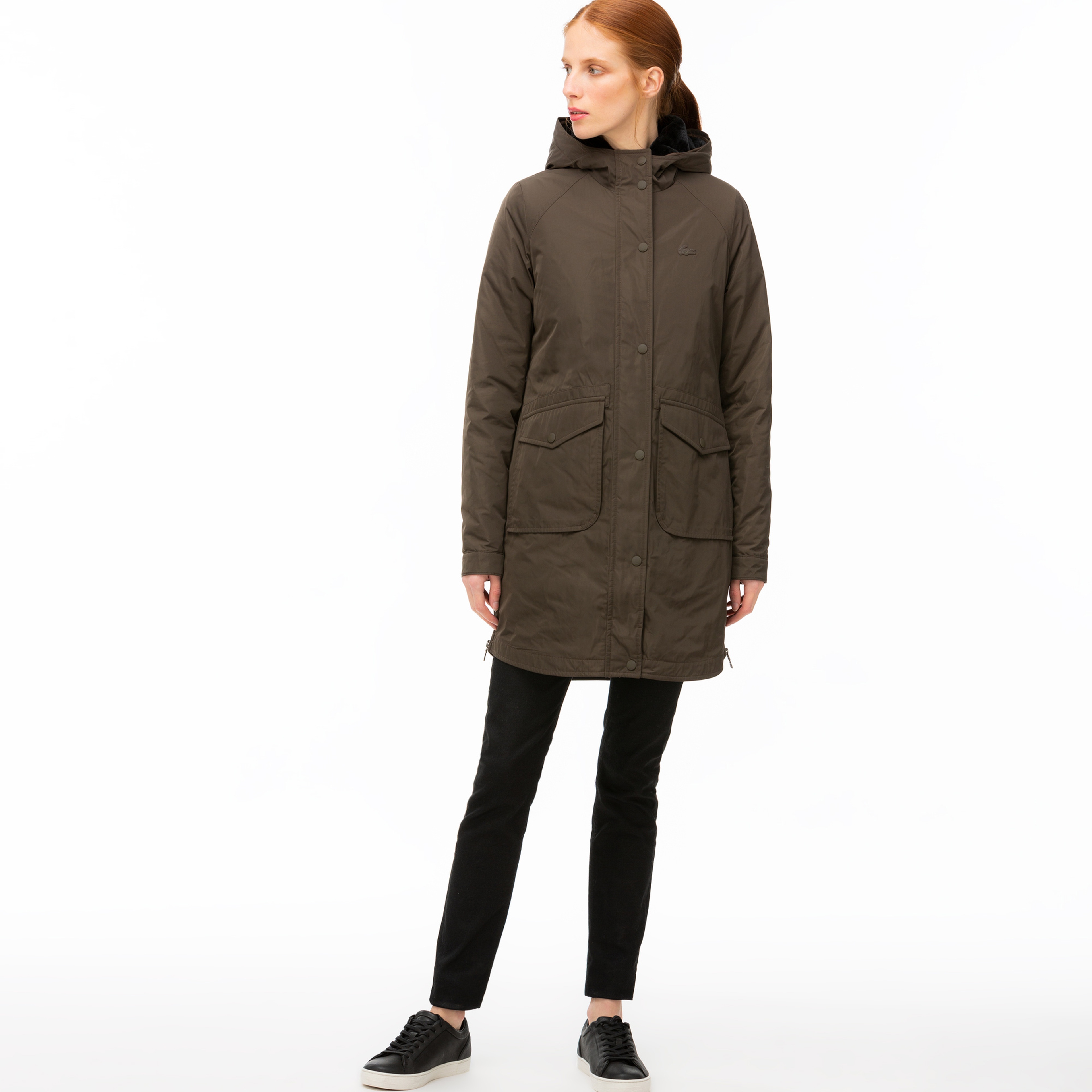 Lacoste Kadın Çift Kullanımlı Kürk Detaylı Kahverengi Mont