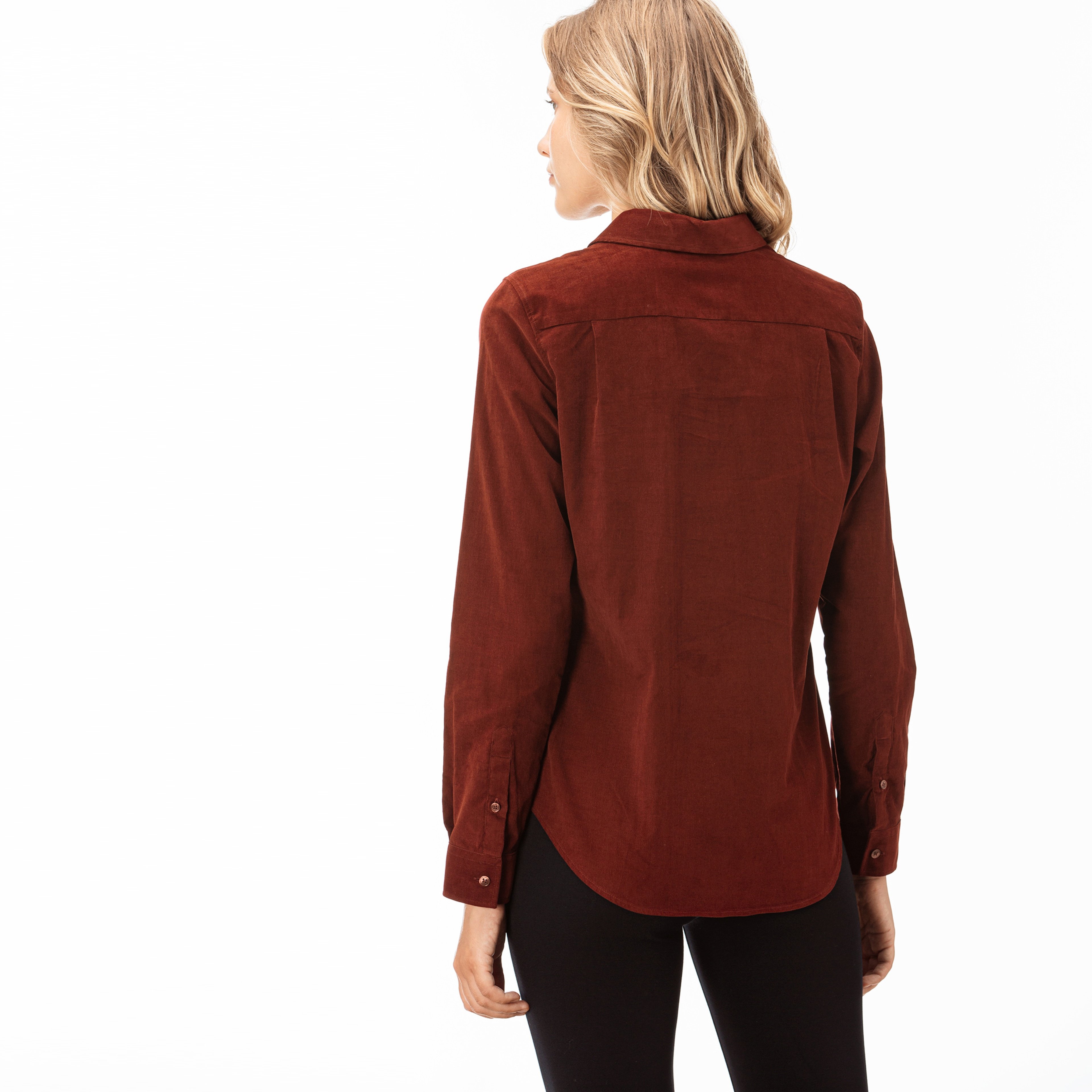 Lacoste Kadın Bordo Kadife Gömlek