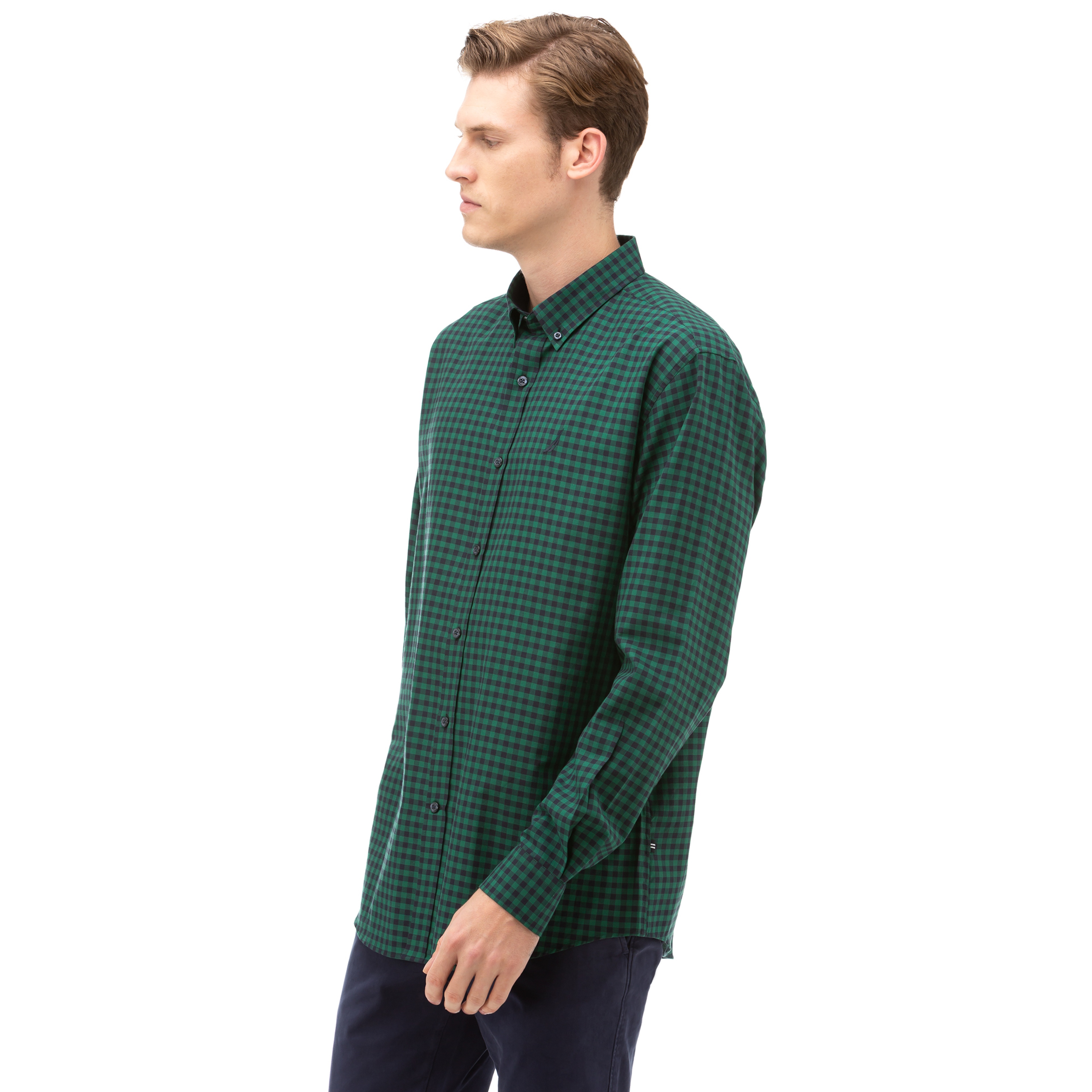 NAUTICA Erkek Yeşil Classic Fit Kareli Gömlek