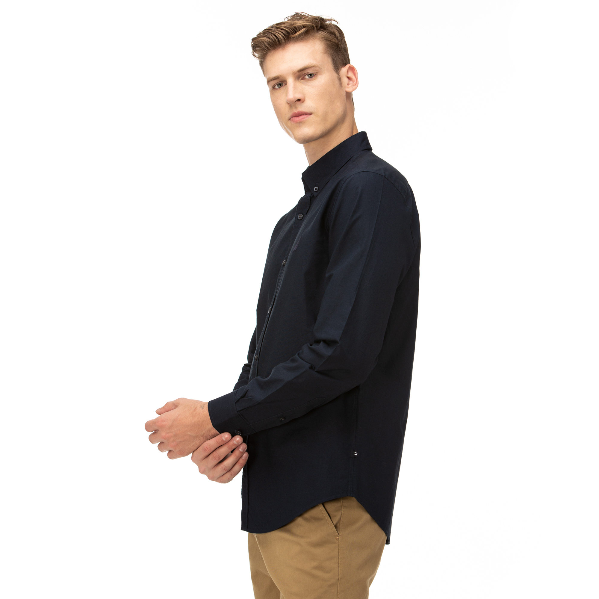 Nautica Erkek Slim Fit Düğmeli Yaka Lacivert Gömlek