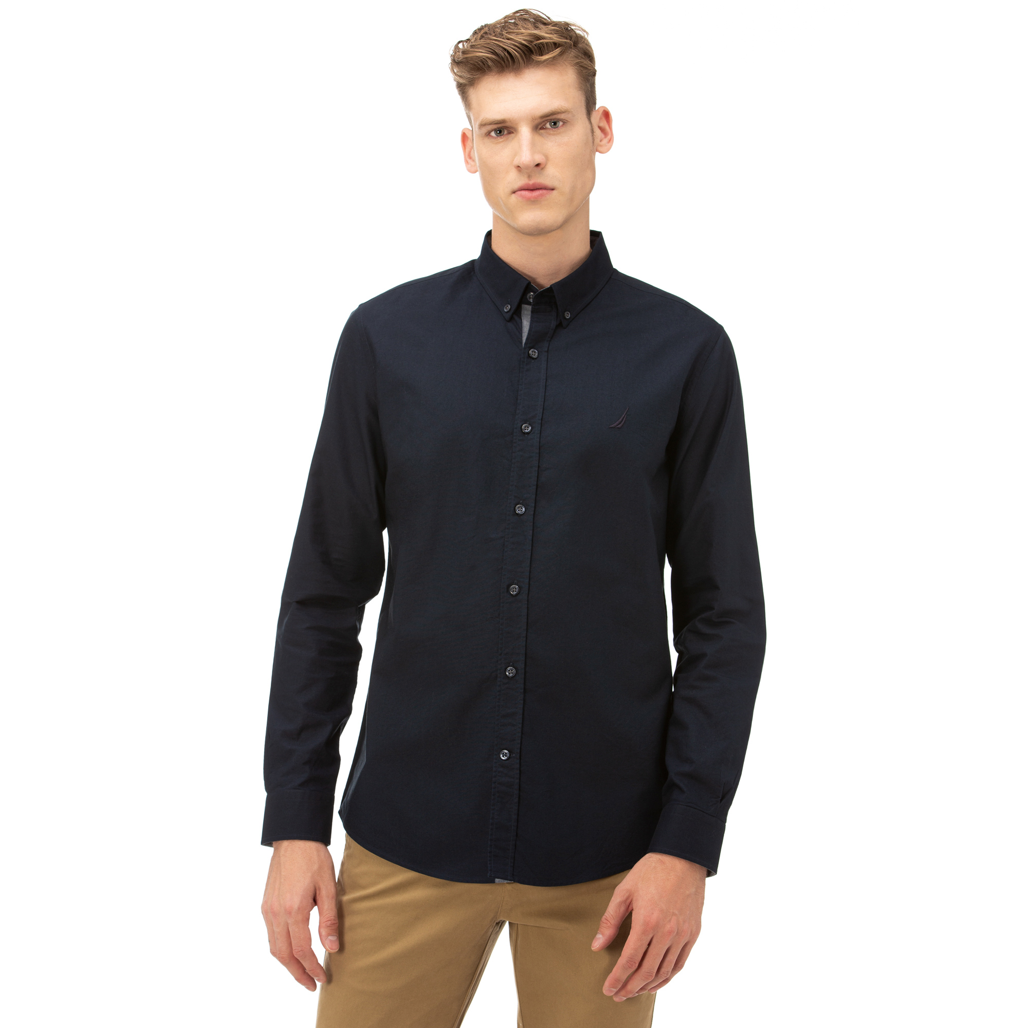 Nautica Erkek Slim Fit Düğmeli Yaka Lacivert Gömlek