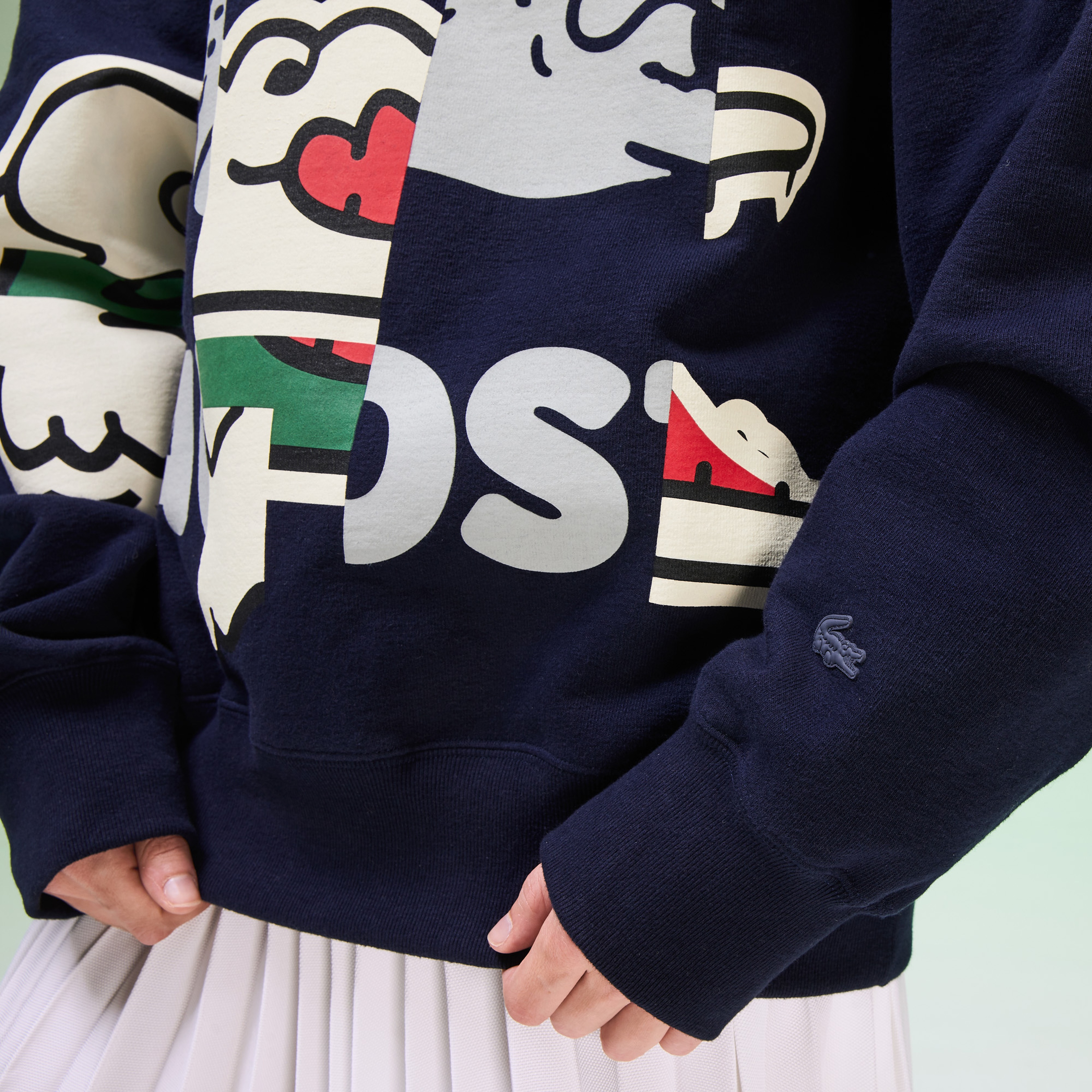 Lacoste Fashion Show Unisex Timsah Baskılı Lacivert Sweatshirt