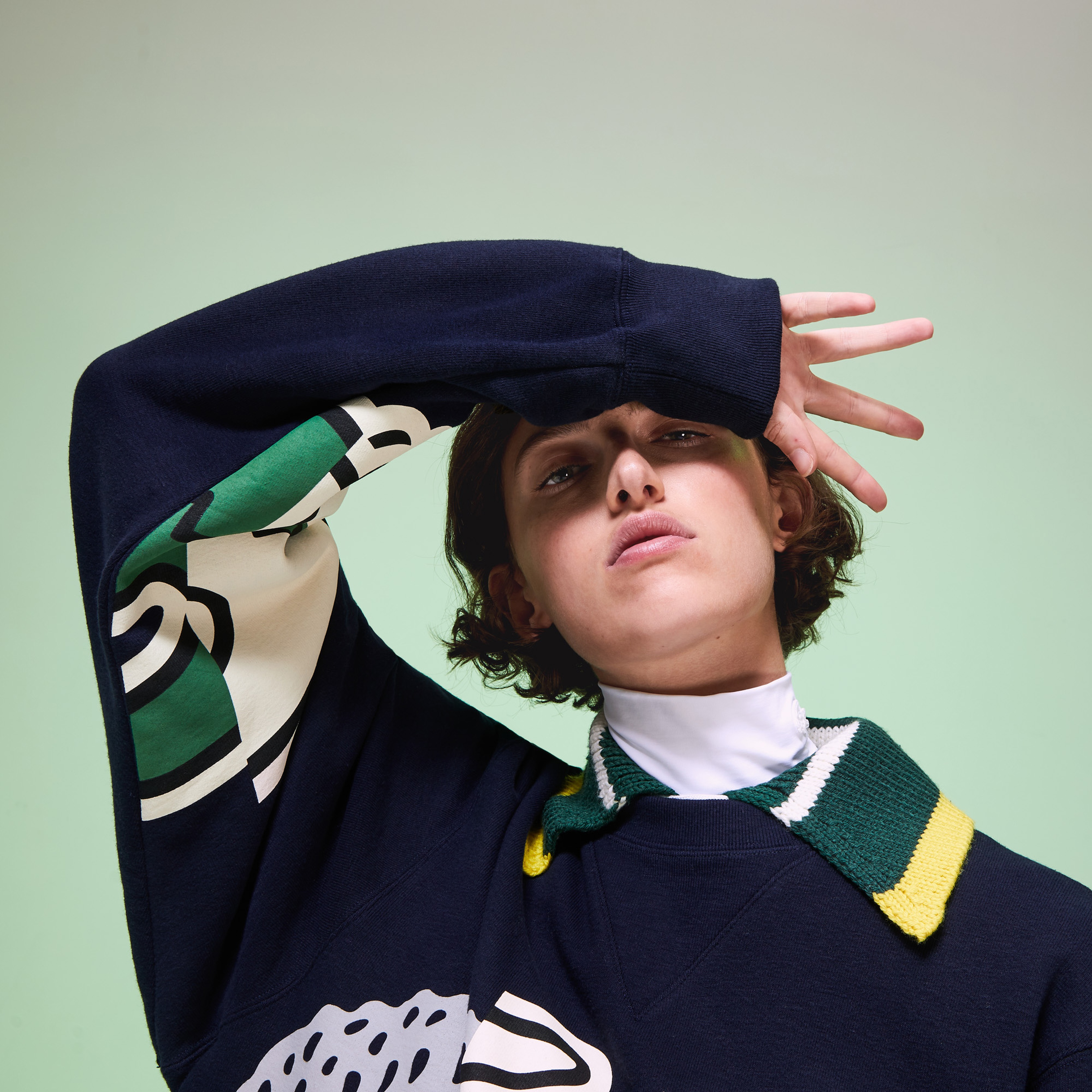 Lacoste Fashion Show Unisex Timsah Baskılı Lacivert Sweatshirt