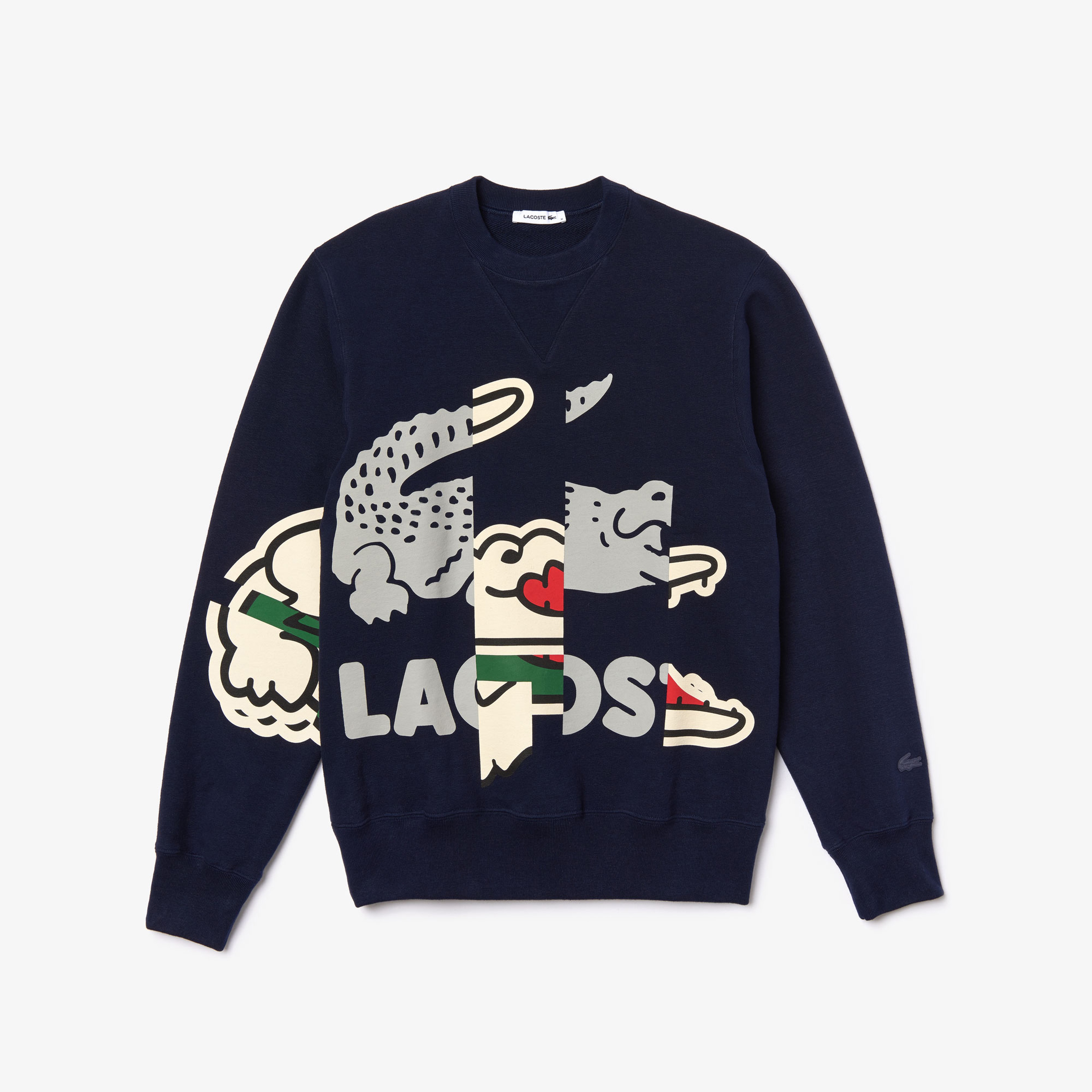 Lacoste Fashion Show Unisex Timsah Baskılı Lacivert Sweatshirt