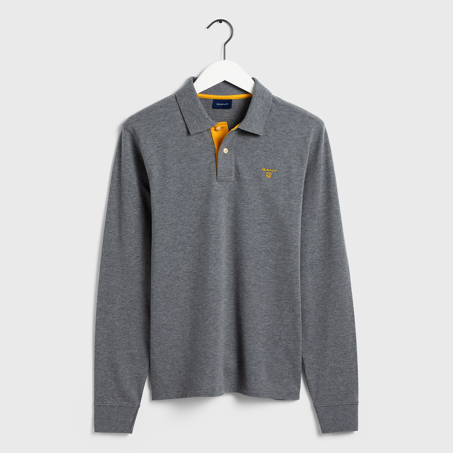 Erkek Gri Uzun Kollu Pique Polo