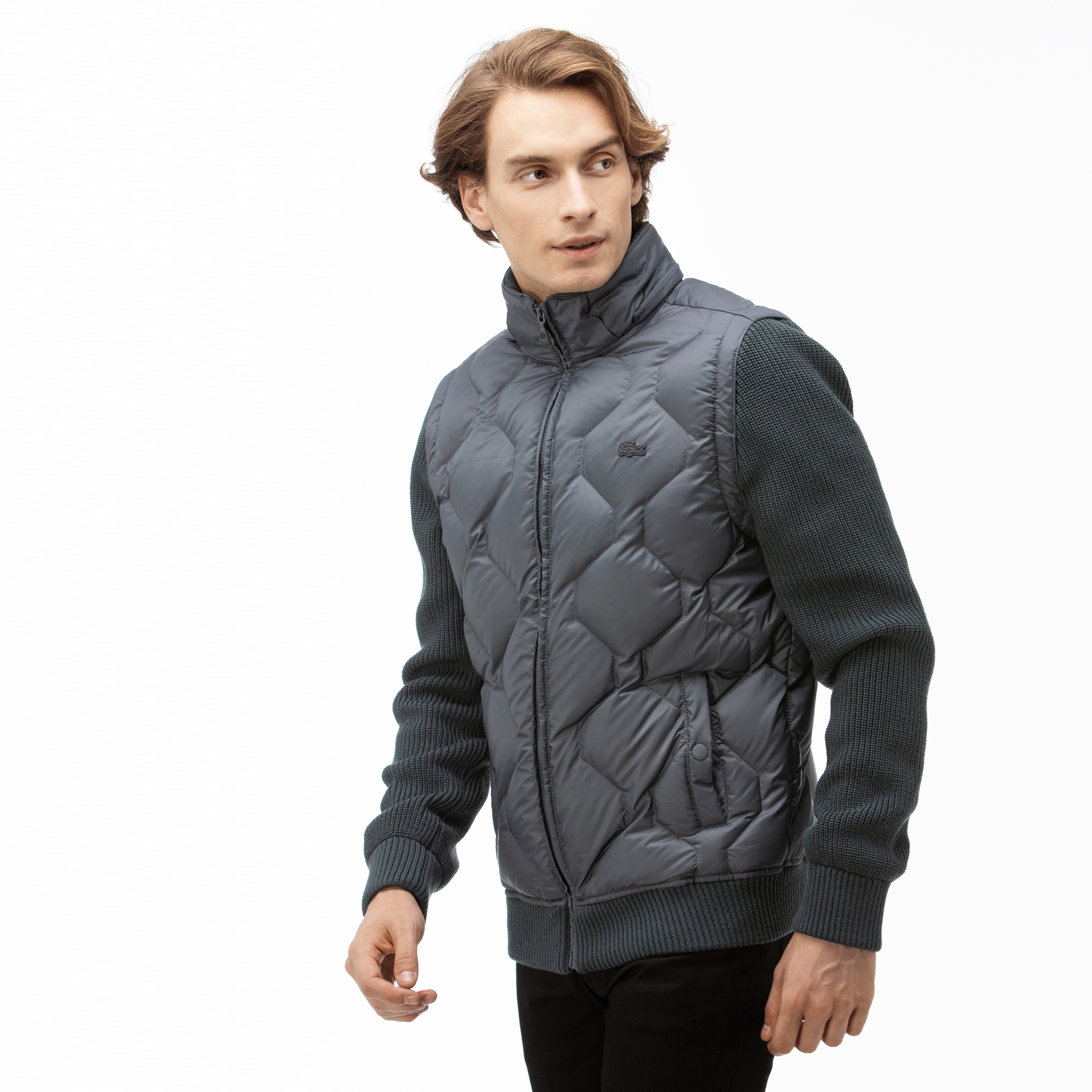 Lacoste Erkek Triko Detaylı Çift Kullanımlı Gri Mont