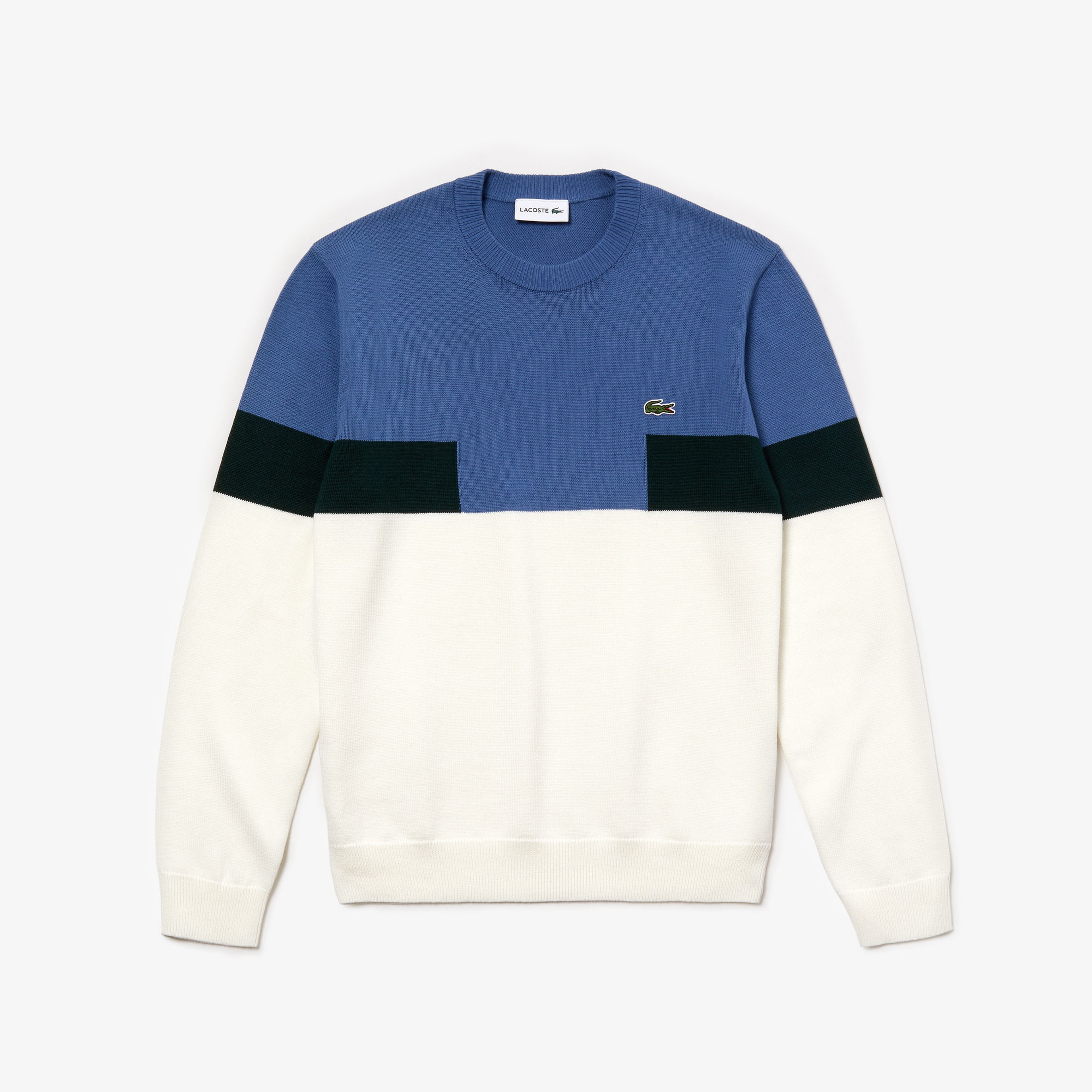 Lacoste Erkek Blok Desenli Bisiklet Yaka Renkli Triko Kazak