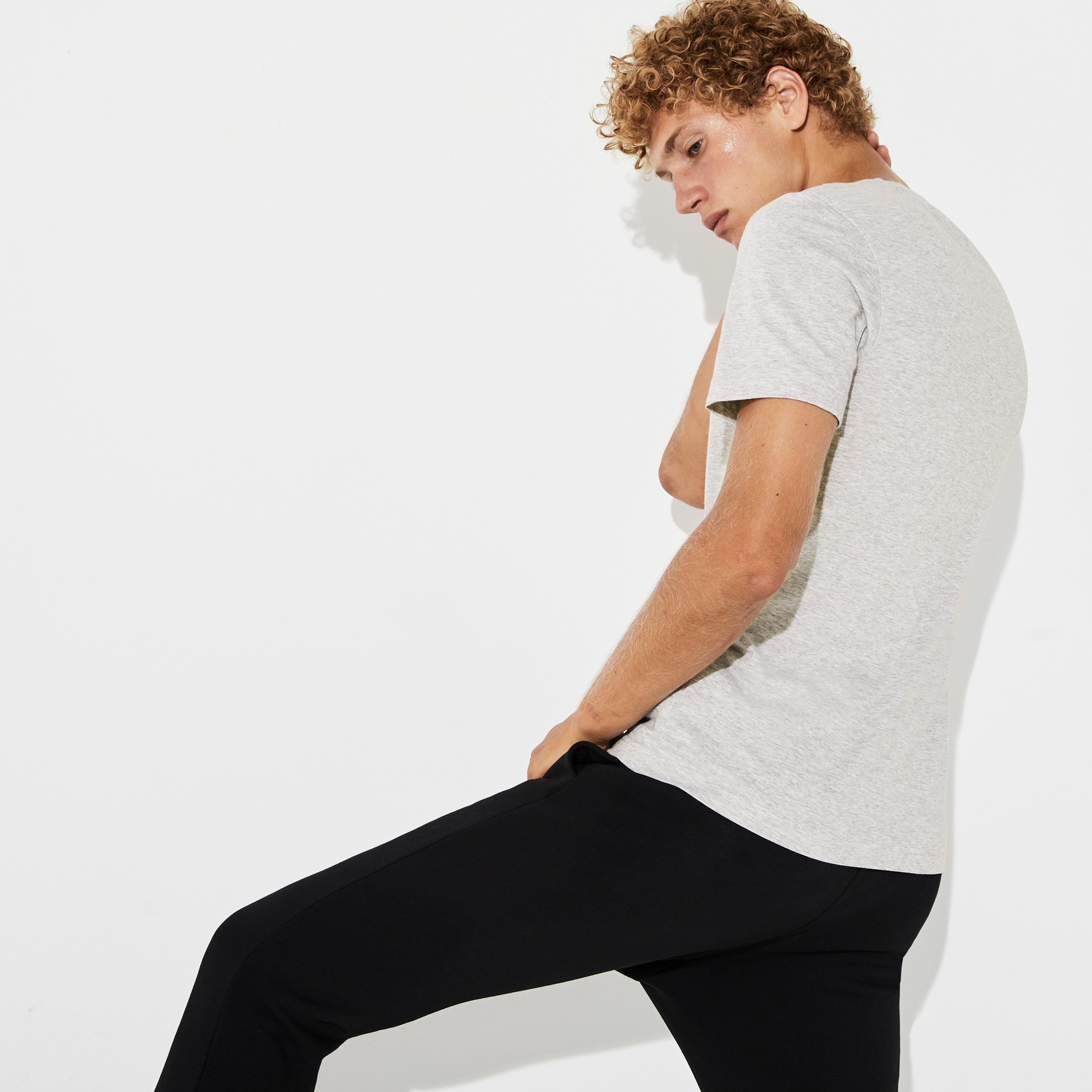 Lacoste Sport Erkek Renkli Timsah Baskılı Gri T-Shirt