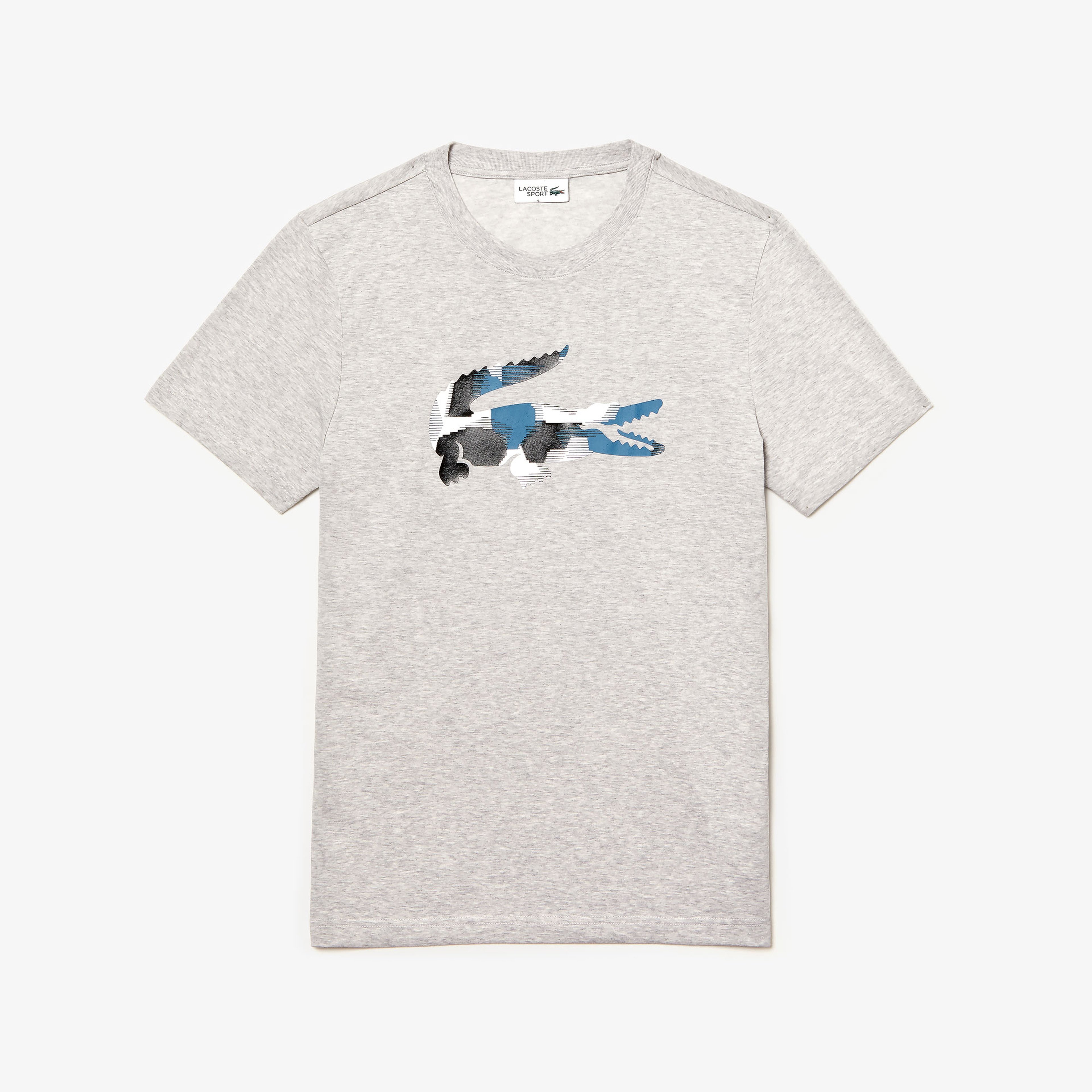 Lacoste Sport Erkek Renkli Timsah Baskılı Gri T-Shirt