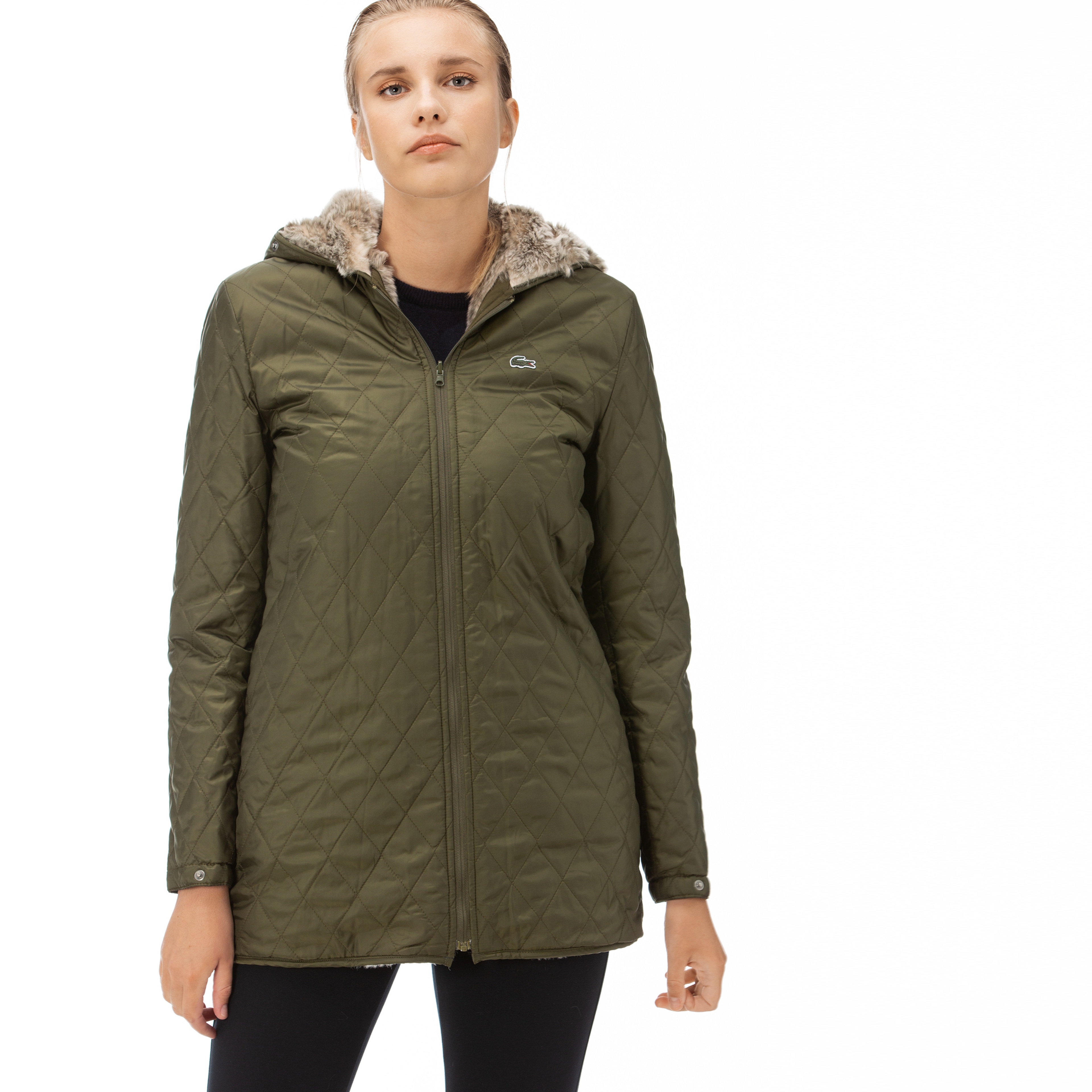 Lacoste Kadın Çift Kullanımlı Haki Mont