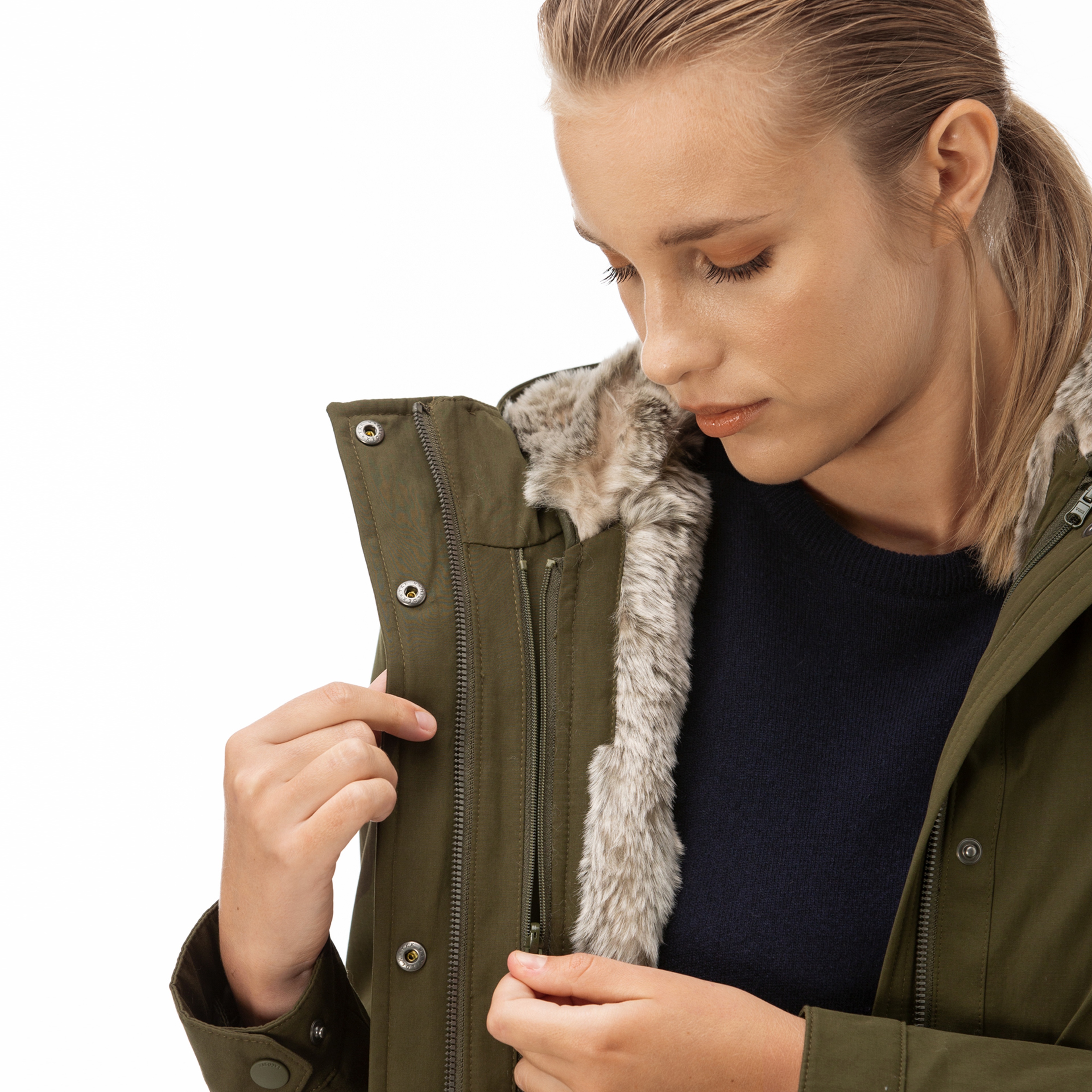 Lacoste Kadın Çift Kullanımlı Haki Mont