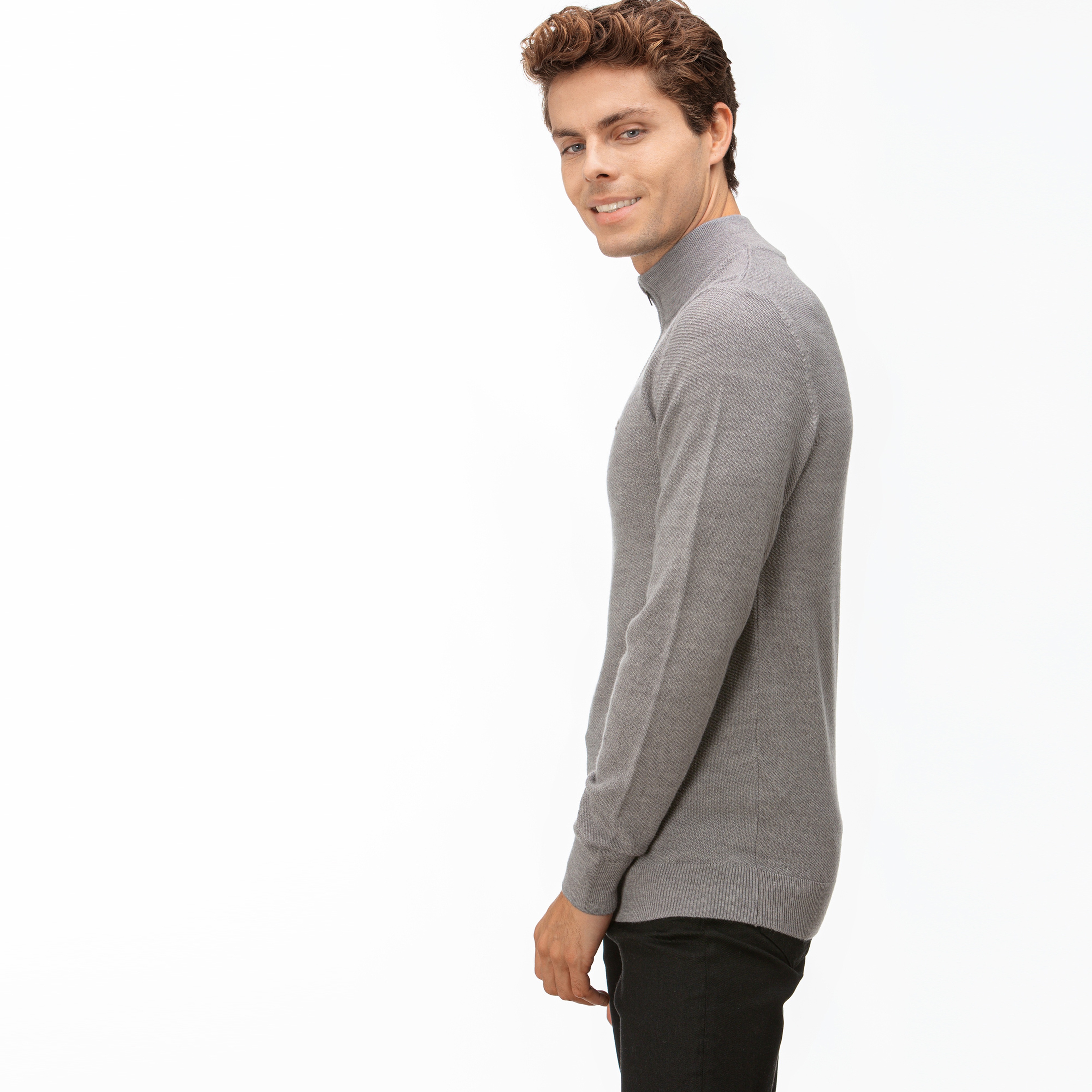 Lacoste Erkek Gri Yaka Fermuarlı Triko Kazak6 - LAH2042| Occasion
