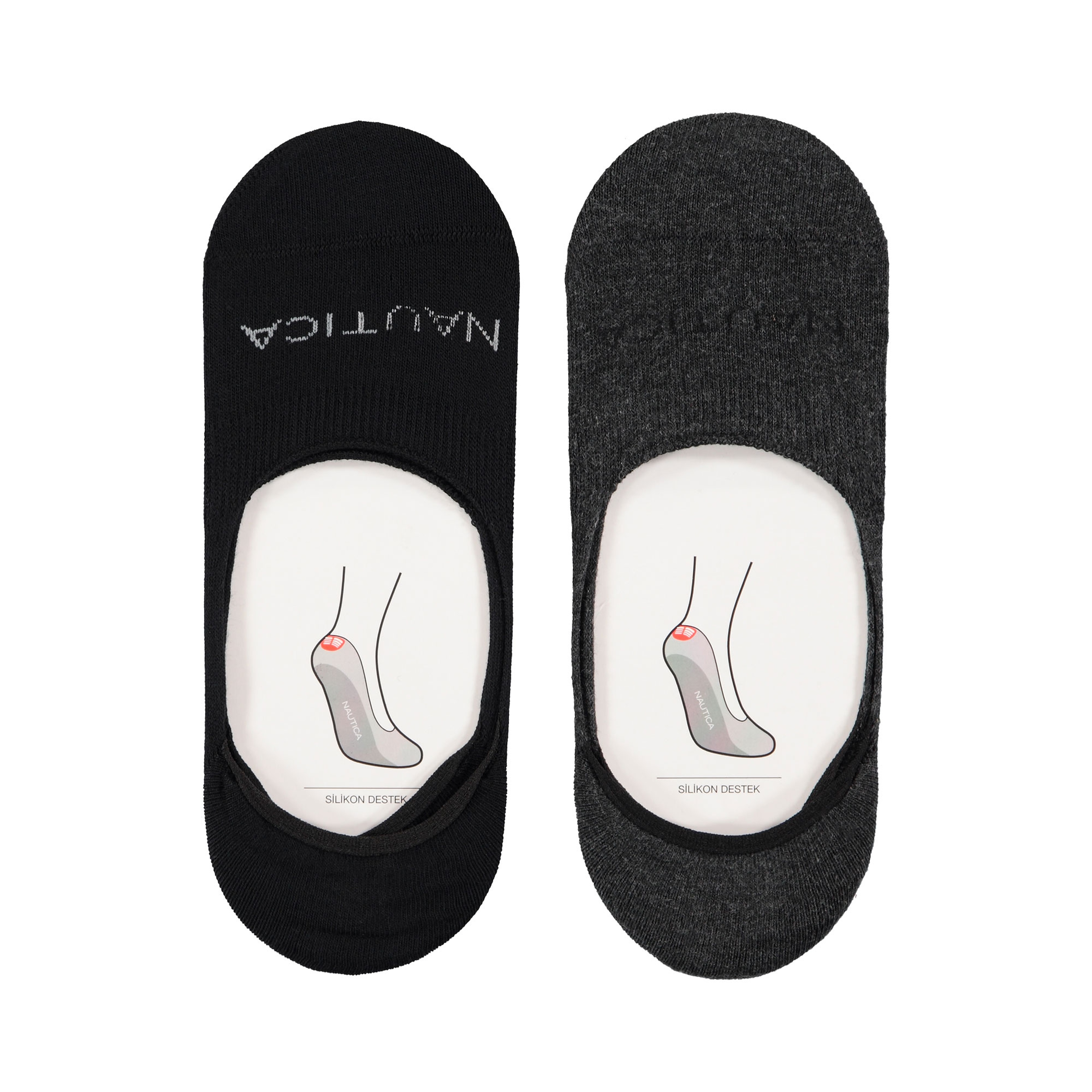 Nautica Unisex Gri/Siyah 2'li Çorap