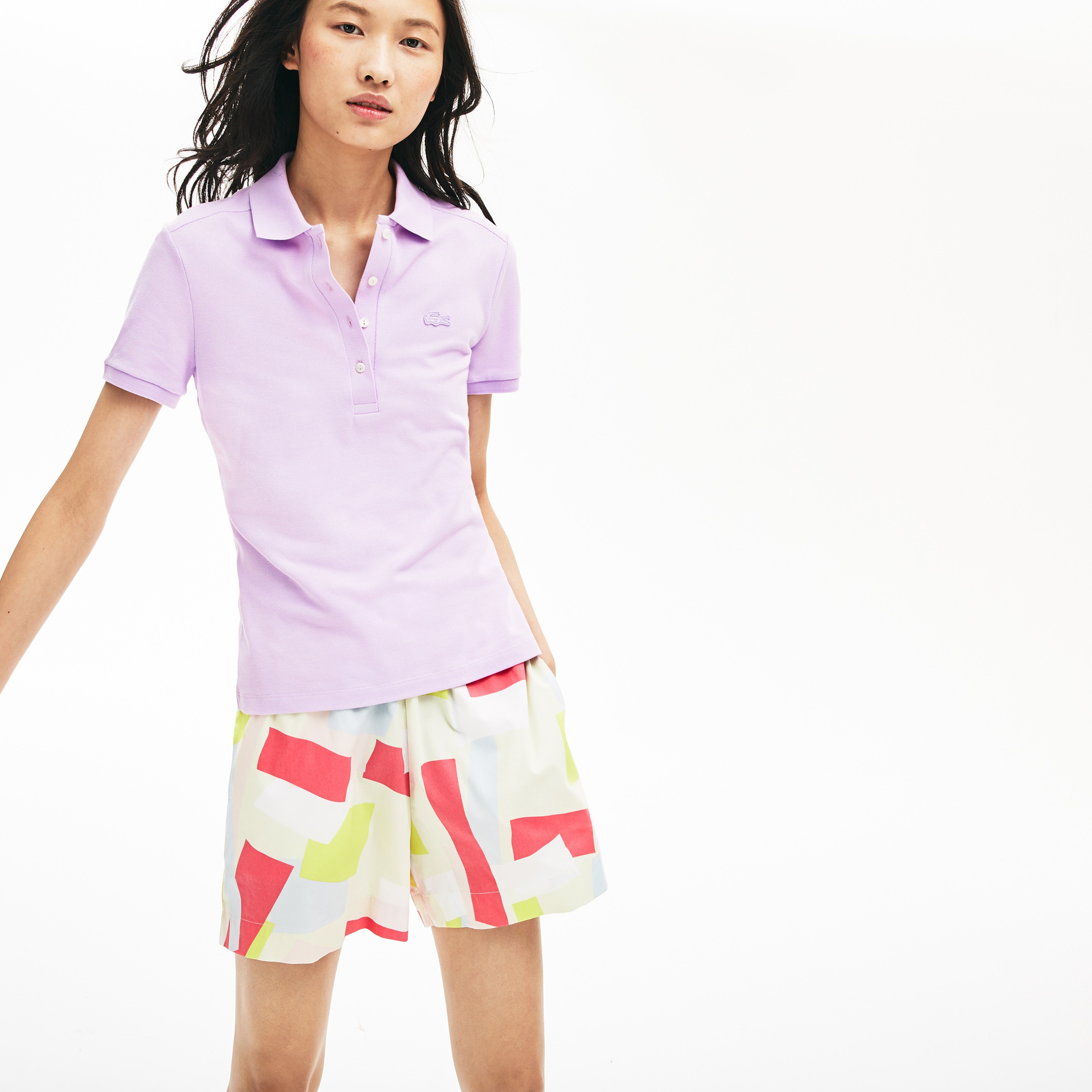 Lacoste Kadın Slim Fit Lila Polo