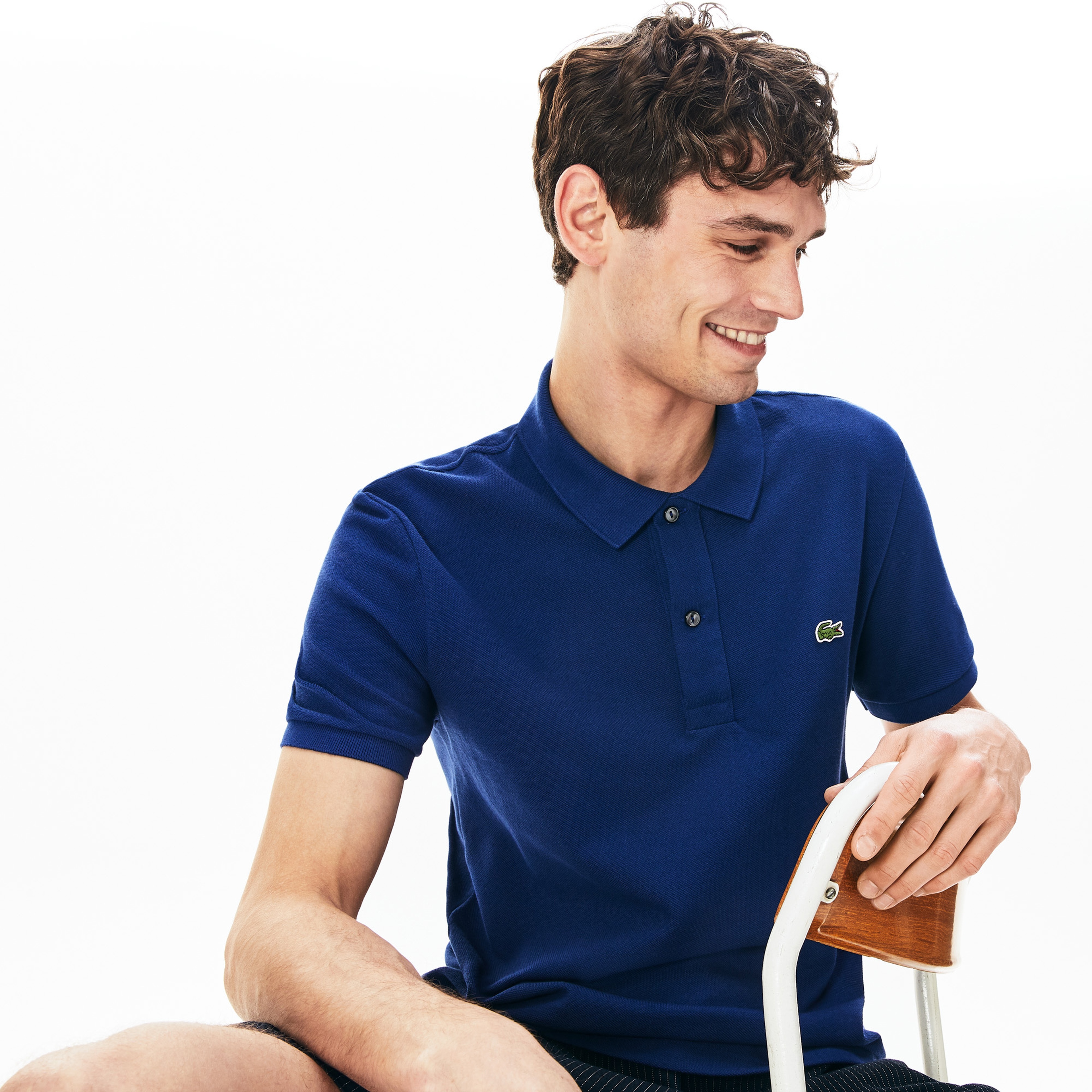 L.12.12 Erkek Slim Fit Polo Yaka Koyu Mavi Polo