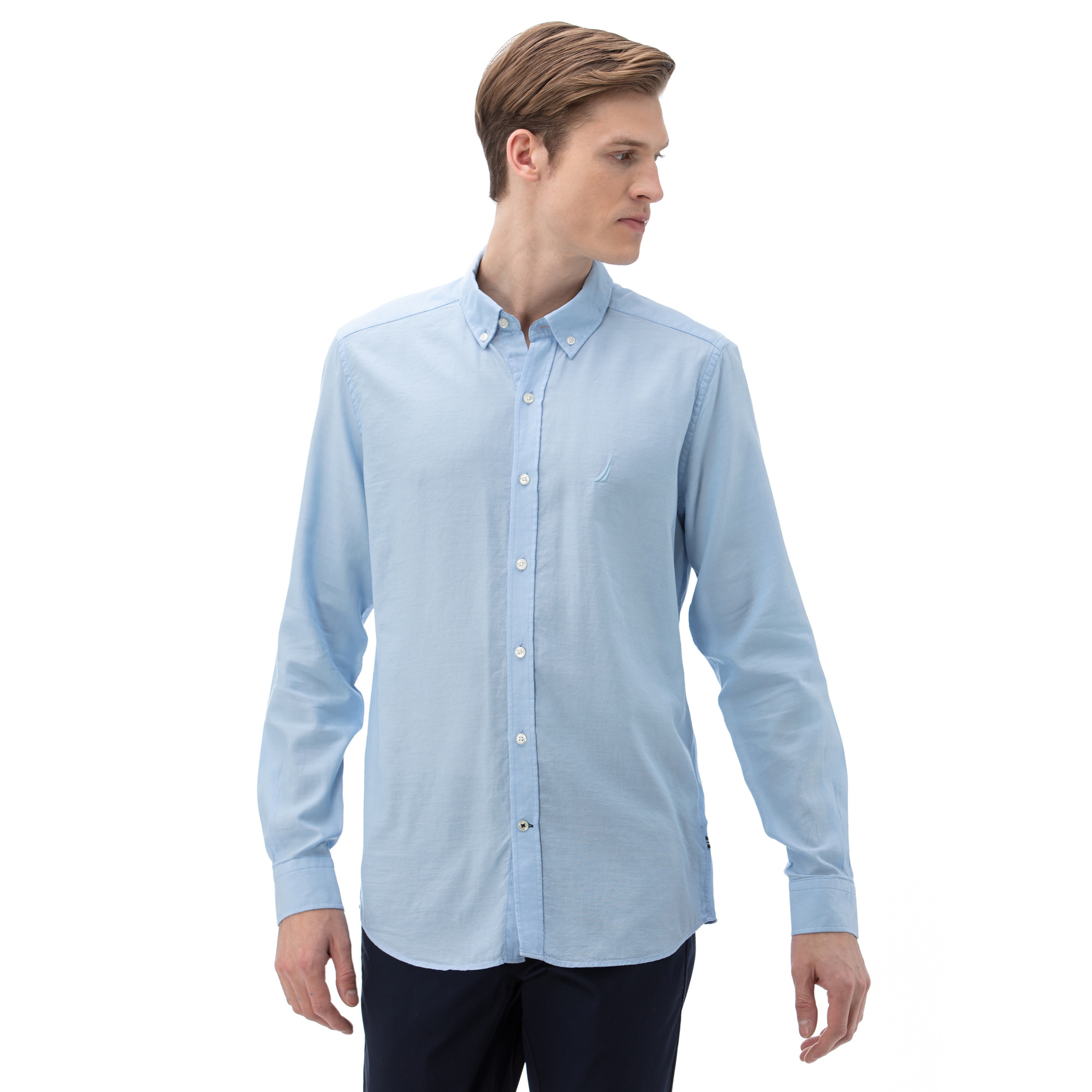 NAUTICA Erkek Slim Fit Mavi Gömlek